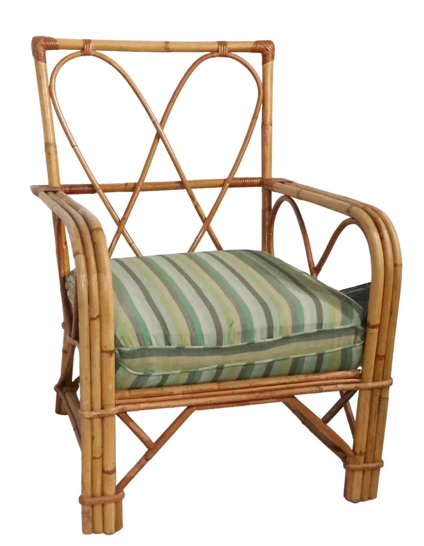 Pr. Mid Century Bamboo Lounge Arm Chairs C. 1950's - 2