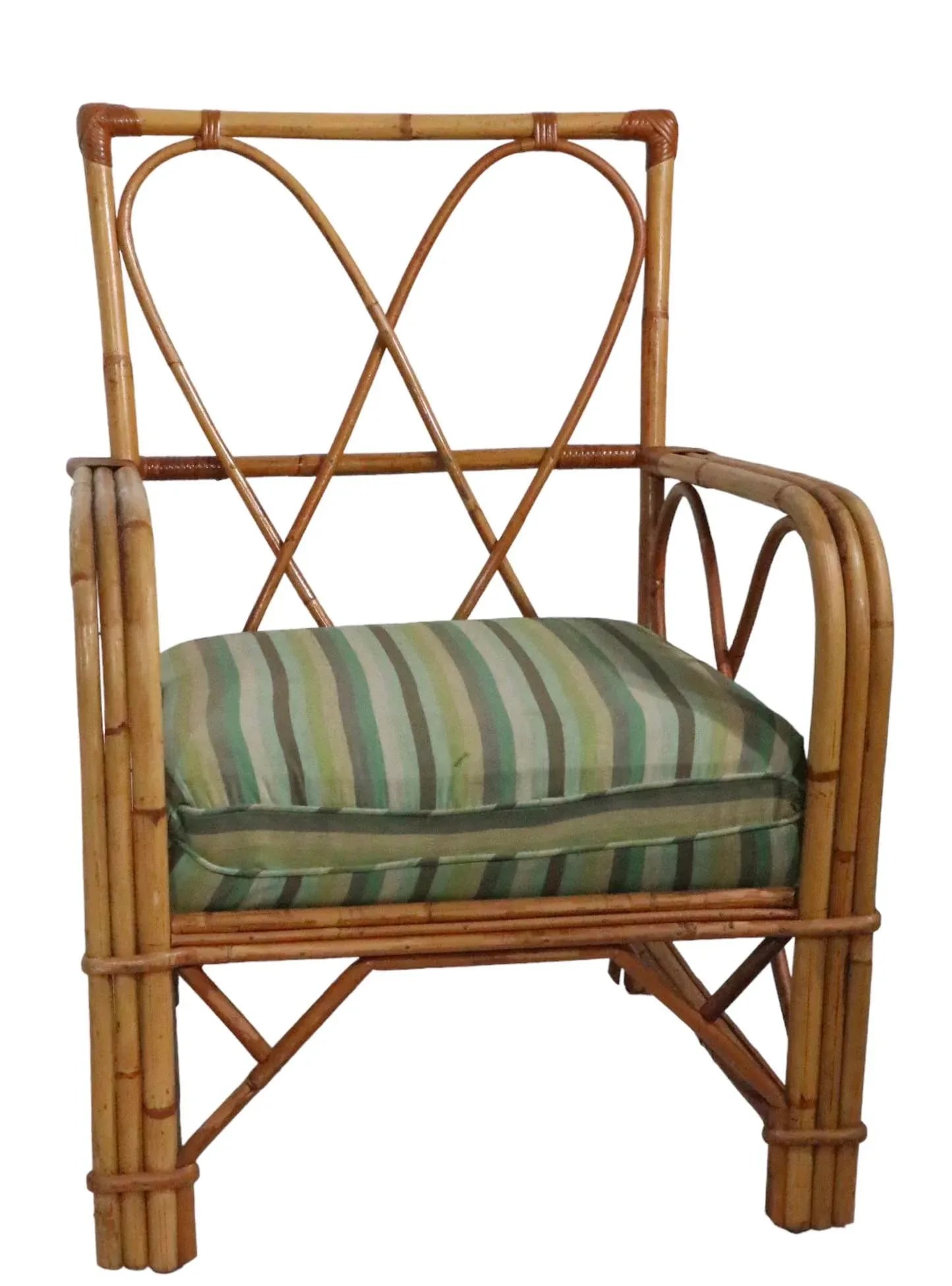 Pr. Mid Century Bamboo Lounge Arm Chairs C. 1950's - 4