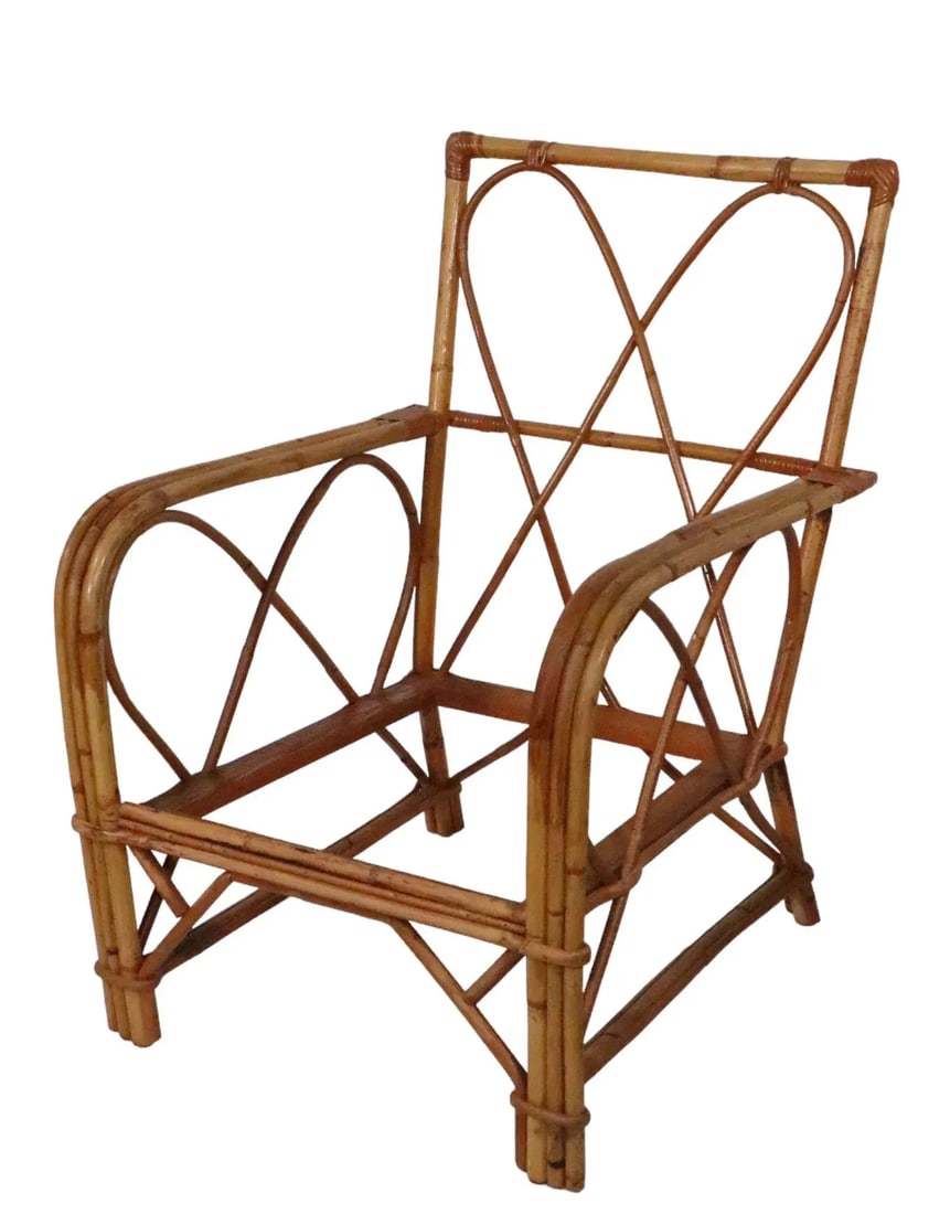 Pr. Mid Century Bamboo Lounge Arm Chairs C. 1950's - 9