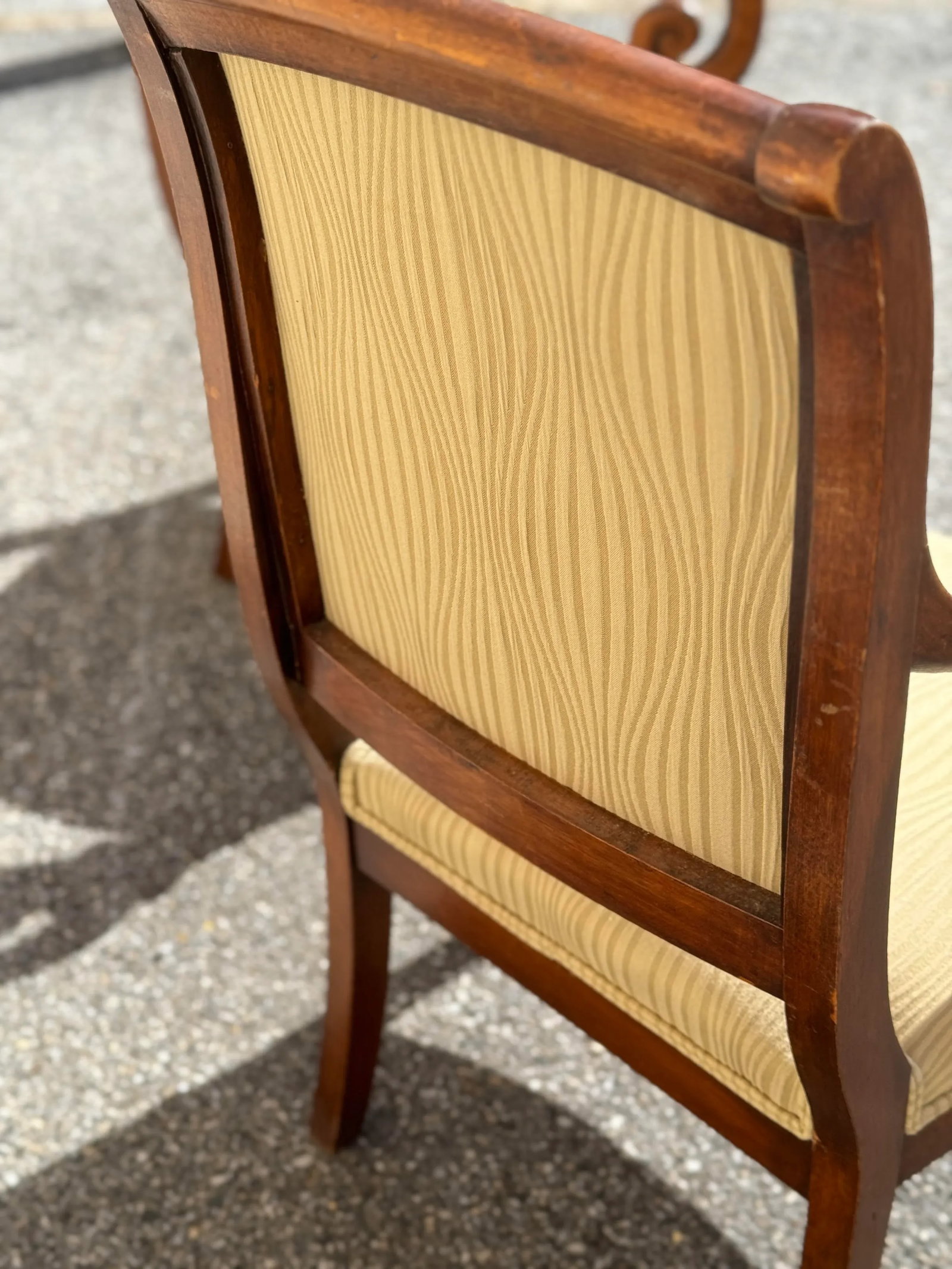 Vintage French Louis Philippe Mahogany Scroll Form Fauteuil Armchairs - Set of 2 - 11