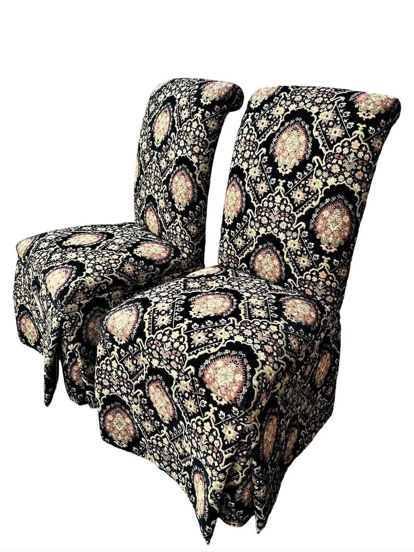 Pair of Spanish and Moorish Style Tapestry Upholstered Accent Chairs - 7