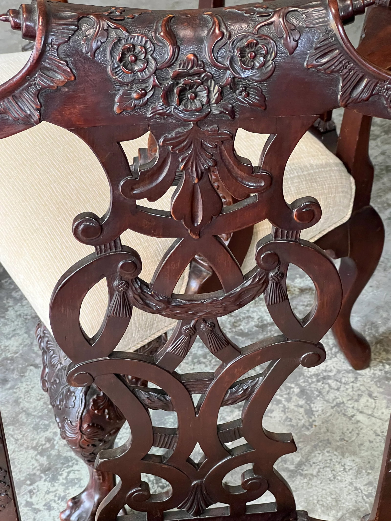 Vintage Karges Style Mahogonay Chippendale Ball and Claw Captains Dining Chairs Set of 2 - 7