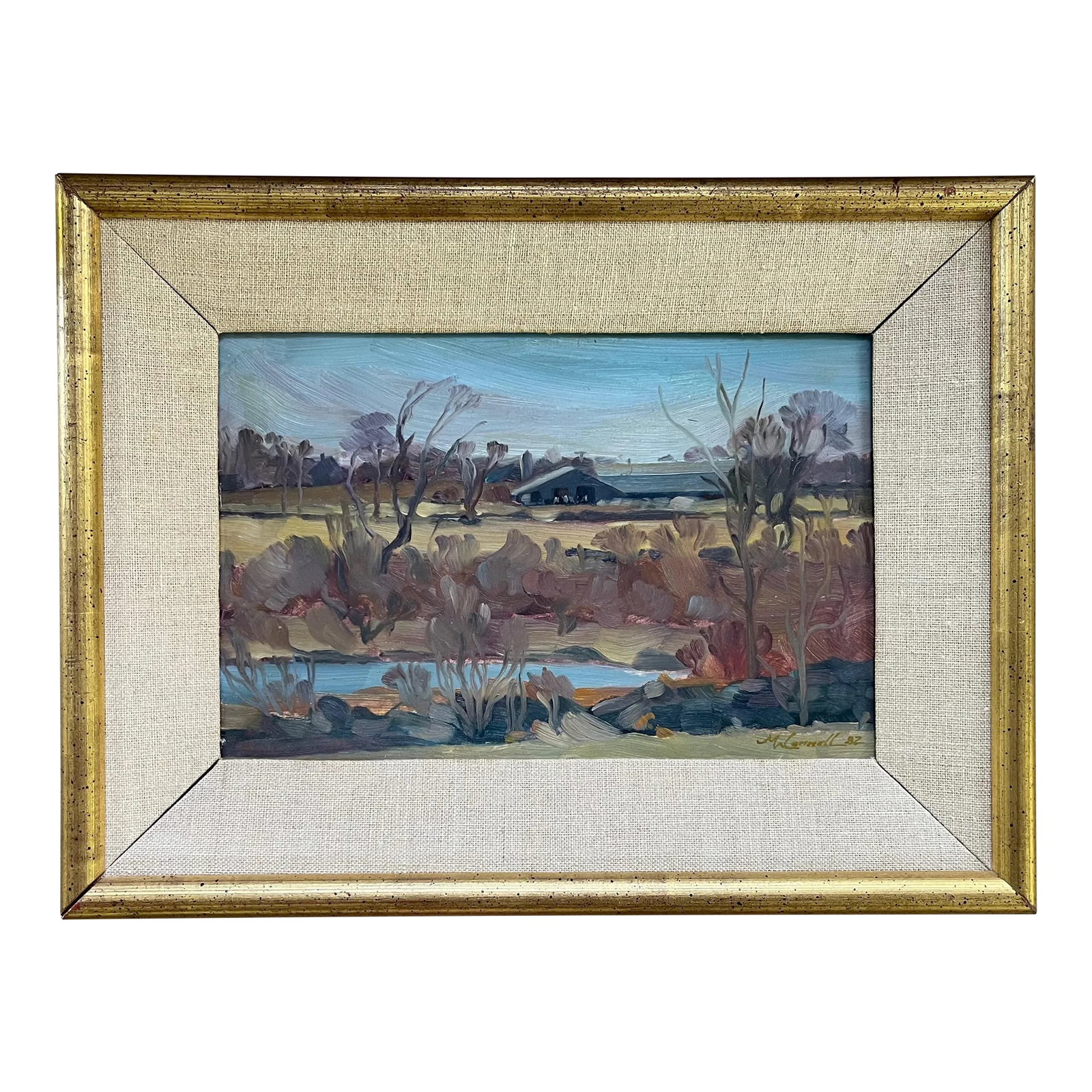 American Modern Impressionist Landscape Oil Painting of a New England Farm Signed McConnell 1982 (1 of 8)