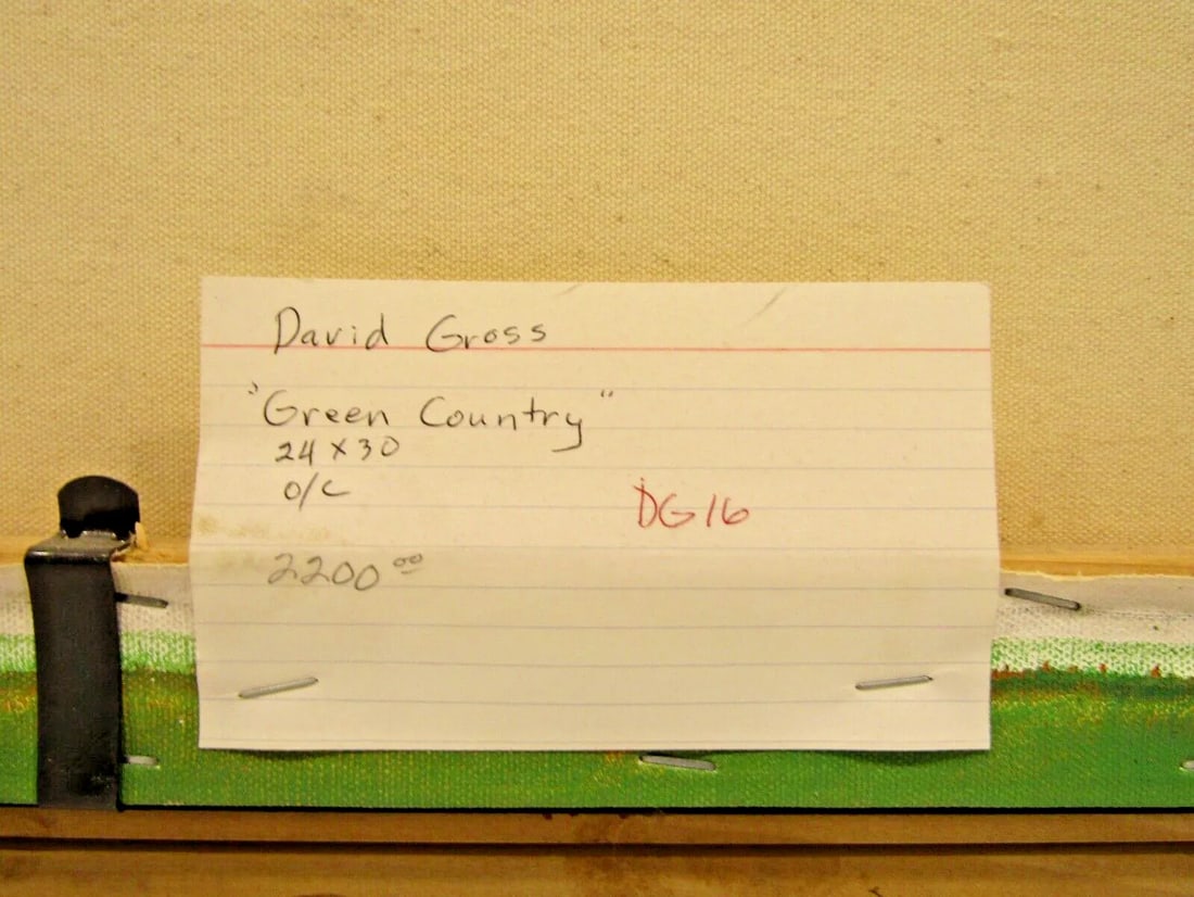 Original David Gross Signed and Framed Landscape Painting Titled "Green Country" - 10