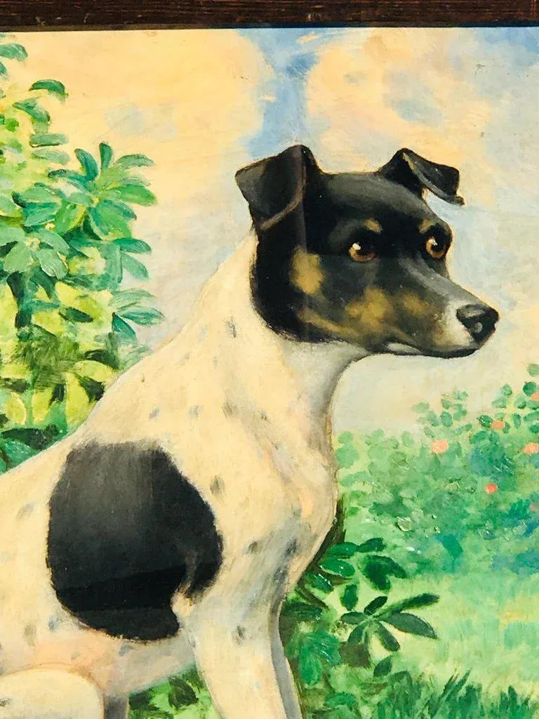 Late 19th Century Victorian Portrait of a Seated Jack Russell in Landscape, Signed Bruns - 3