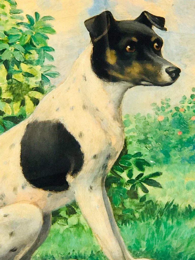 Late 19th Century Victorian Portrait of a Seated Jack Russell in Landscape, Signed Bruns - 5