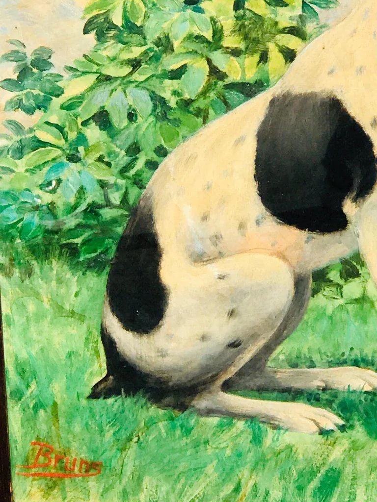Late 19th Century Victorian Portrait of a Seated Jack Russell in Landscape, Signed Bruns - 7