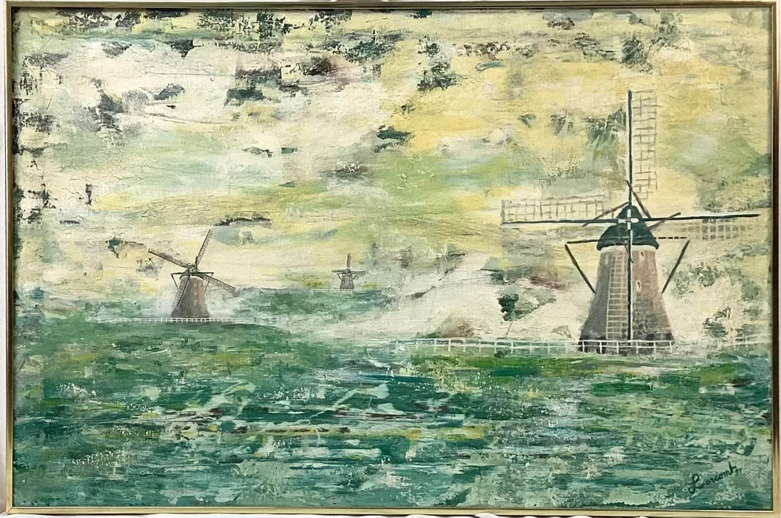 20th Century French Windmill Oil on Canvas Painting - 2