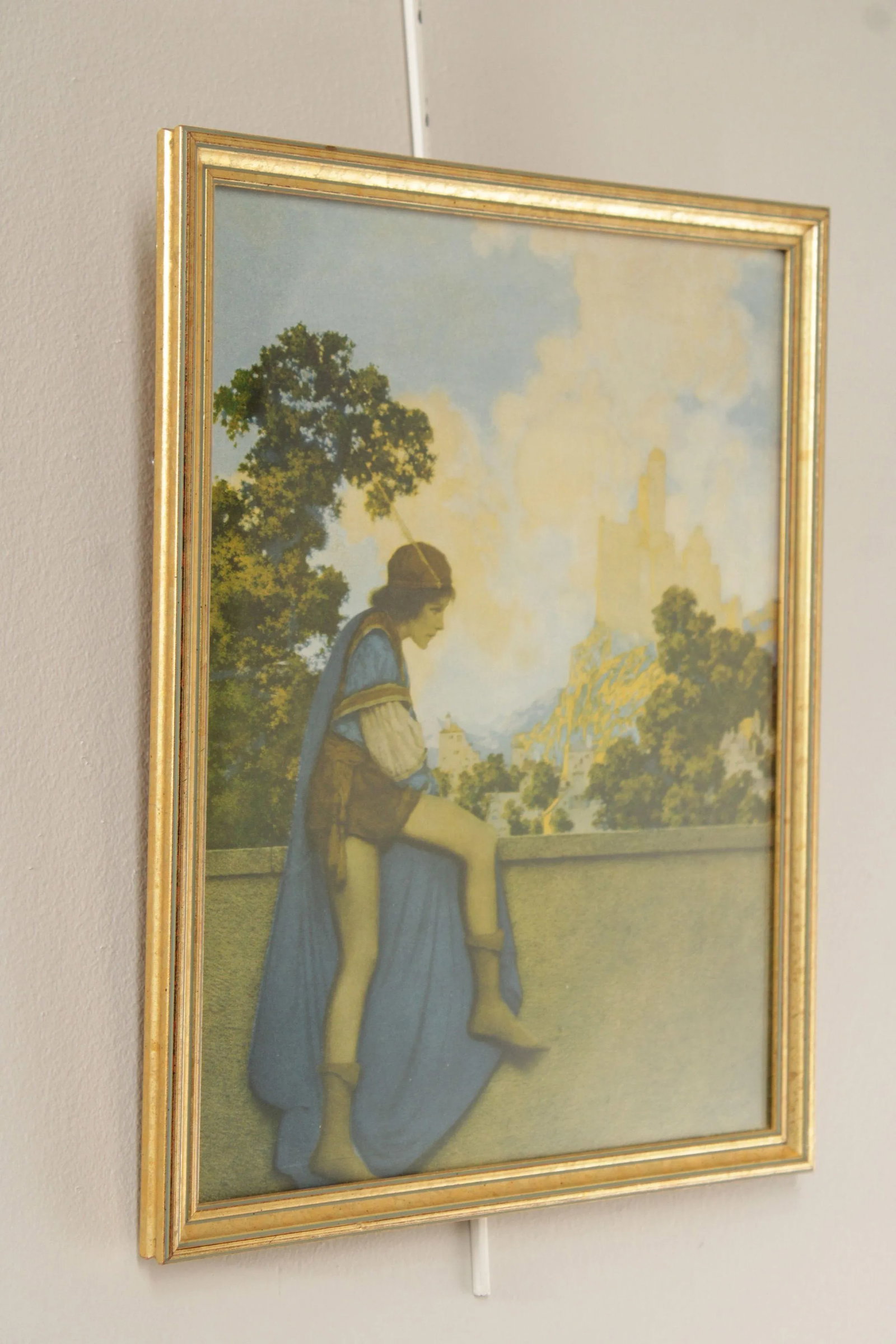 1920s Maxfield Parrish Arts & Crafts Framed 'the Knave Watching Violetta Depart' Print - 3