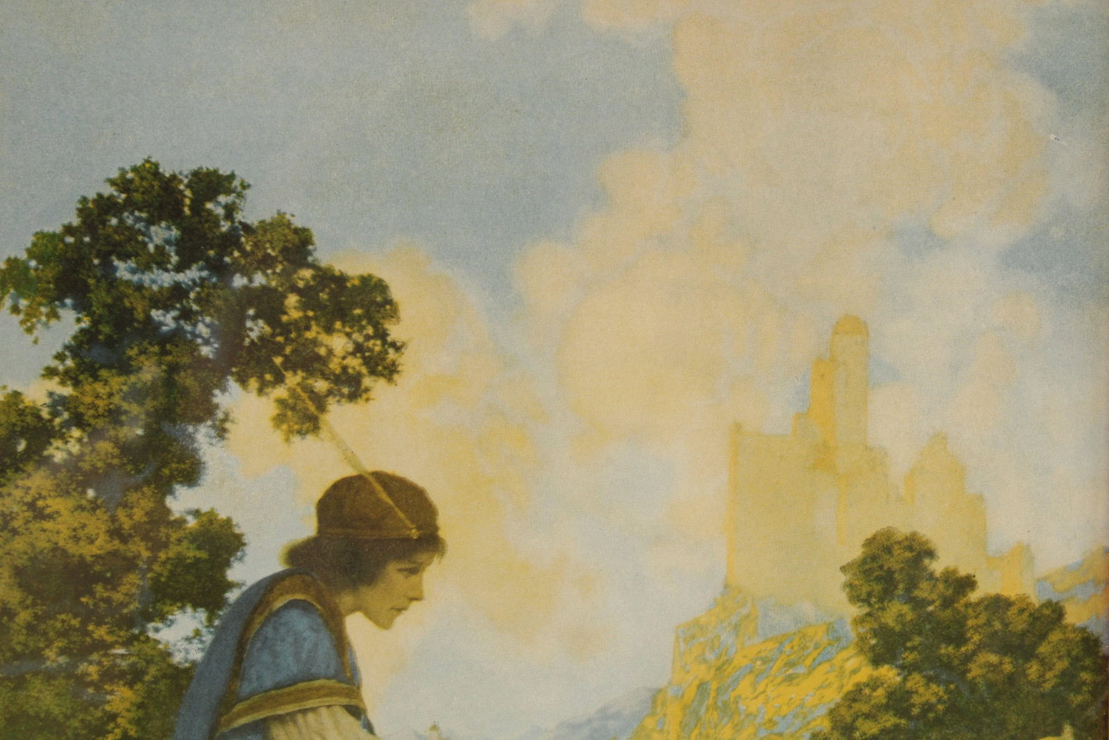 1920s Maxfield Parrish Arts & Crafts Framed 'the Knave Watching Violetta Depart' Print - 6
