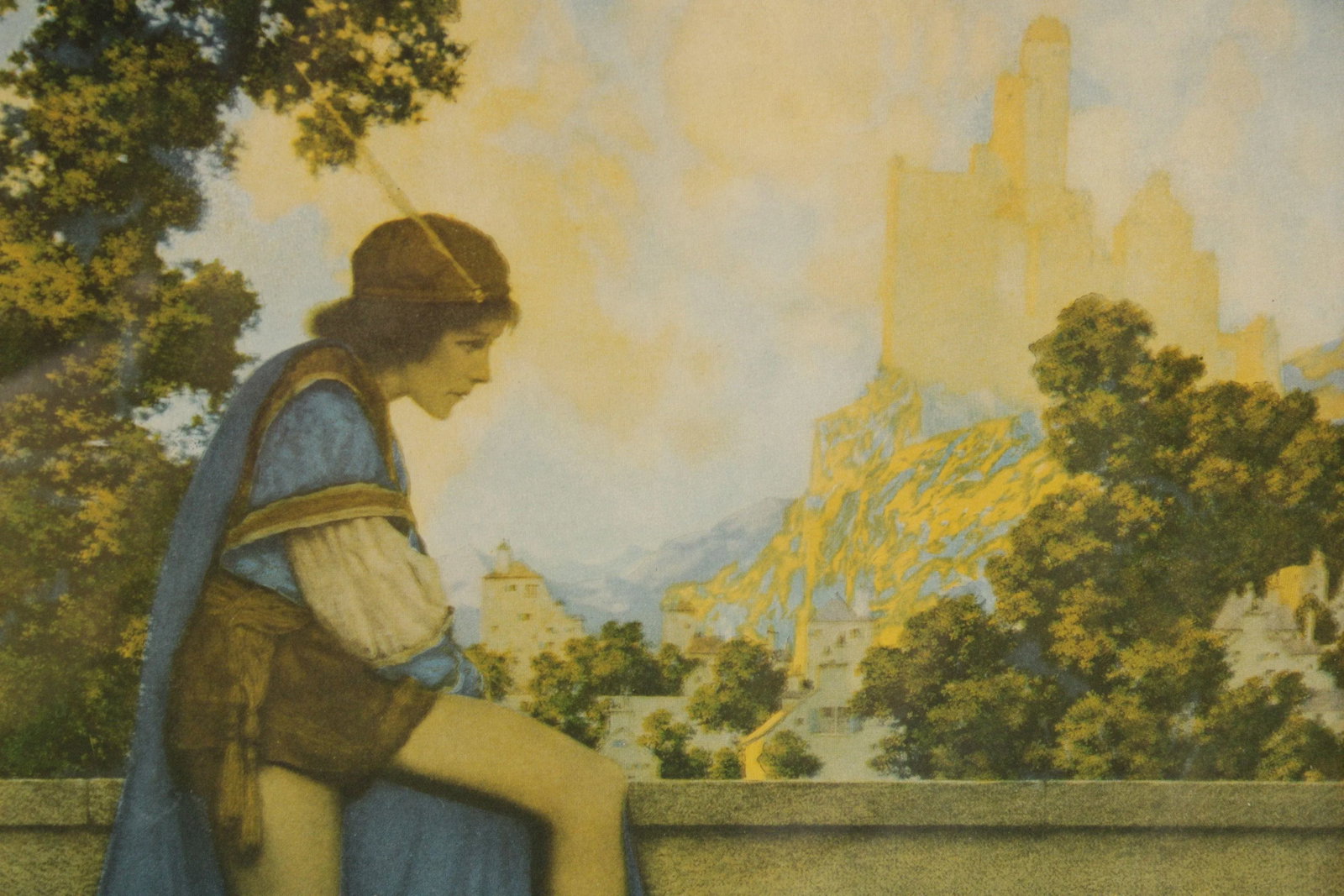 1920s Maxfield Parrish Arts & Crafts Framed 'the Knave Watching Violetta Depart' Print - 7