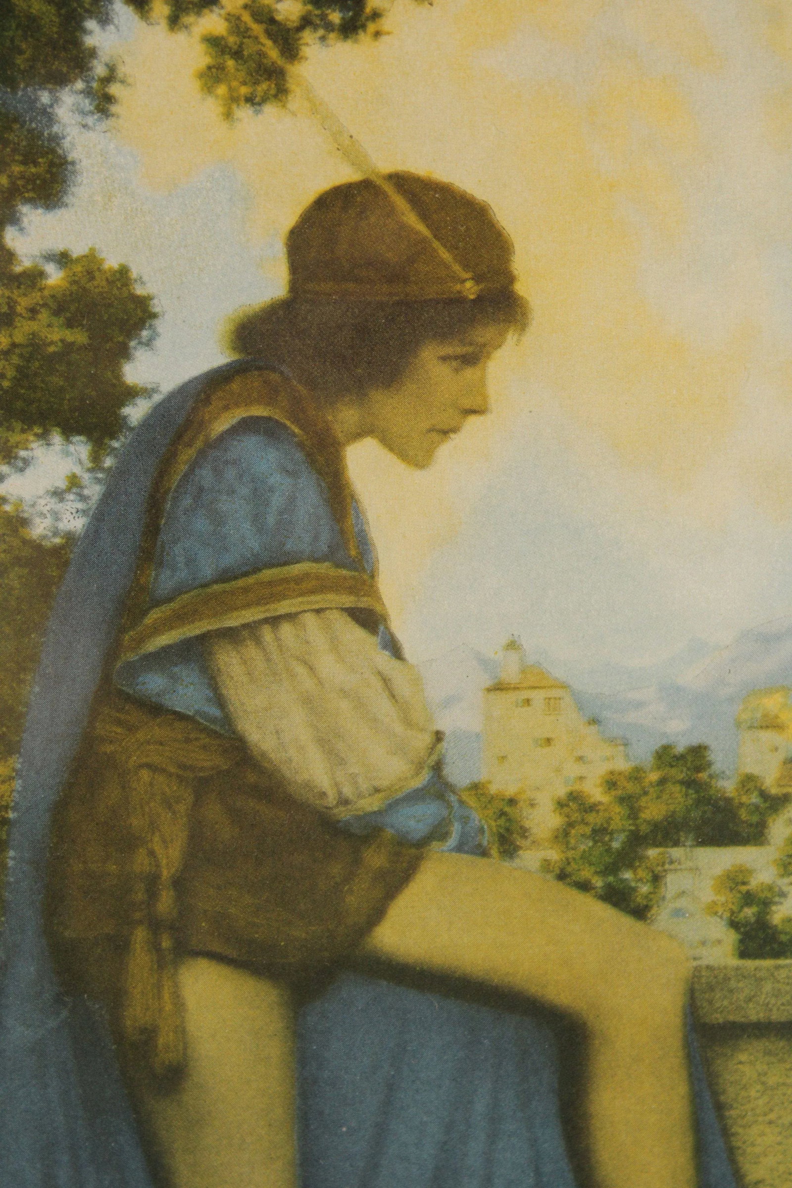 1920s Maxfield Parrish Arts & Crafts Framed 'the Knave Watching Violetta Depart' Print - 9