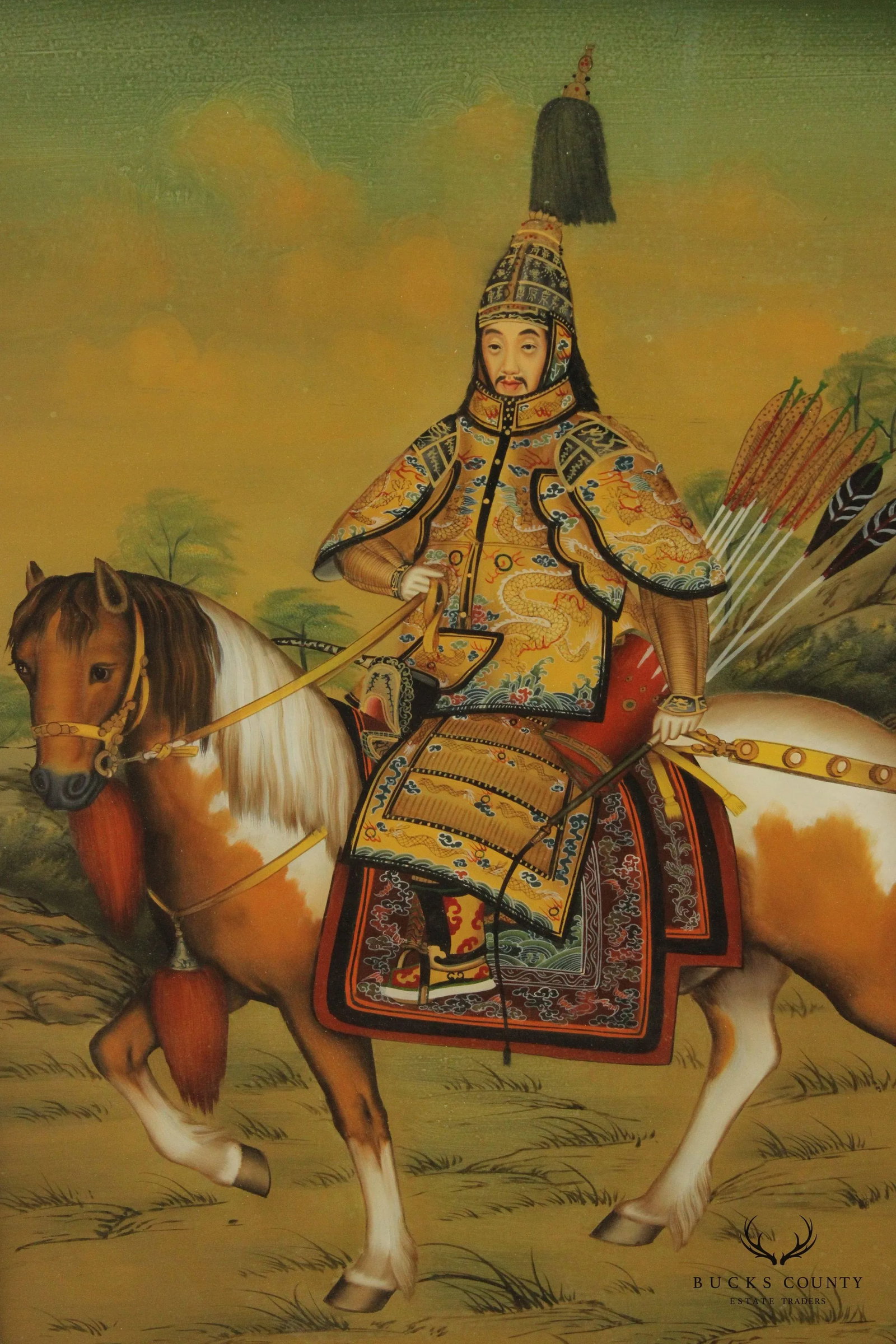 Chinese 'The Qianlong Emperor in Ceremonial Armor on Horseback' Reverse Portrait Portrait, After Giu - 3