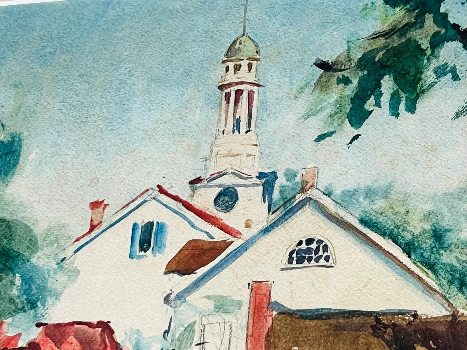 Vintage Village Scene Signed Walter Hayes - 2
