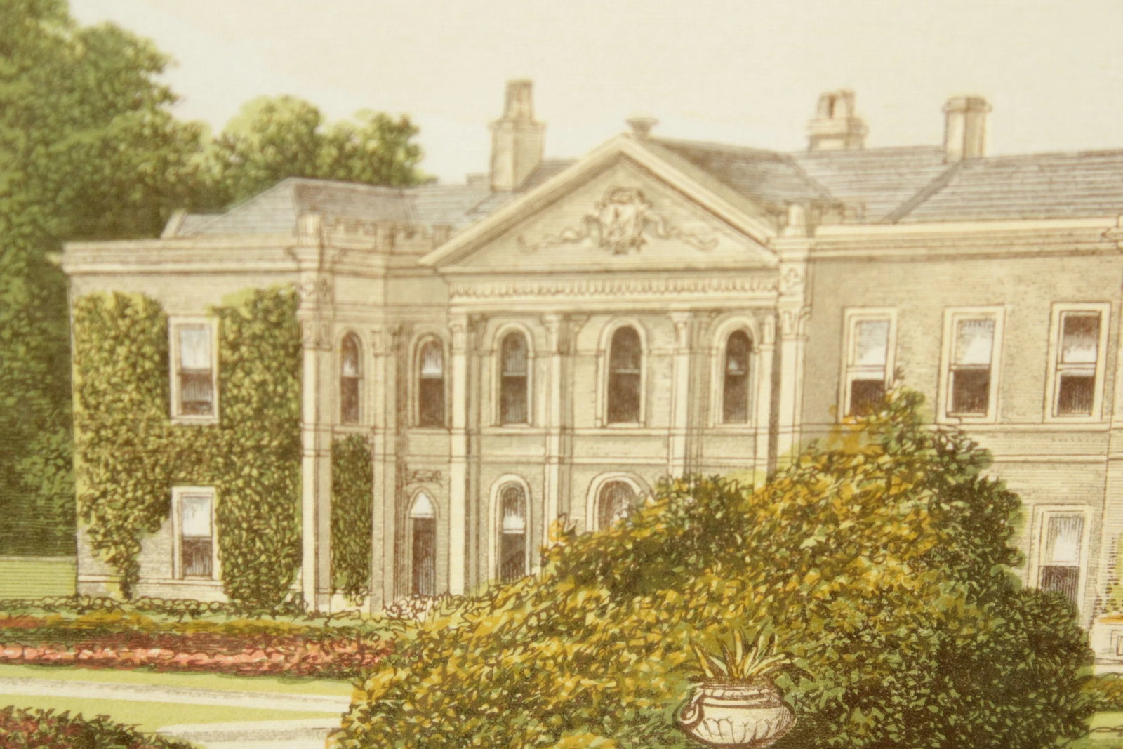 English Estate 'Studley Royal House' Illustration Print, Custom Framed - 10