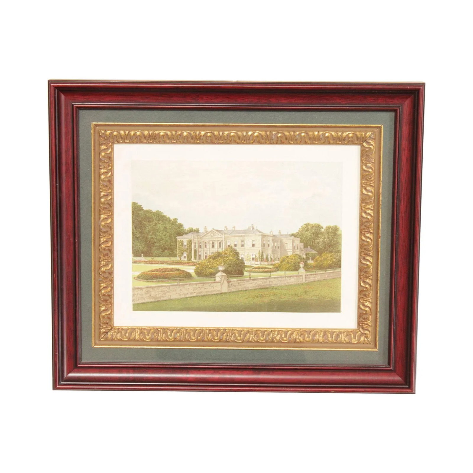 English Estate 'Studley Royal House' Illustration Print, Custom Framed - 13