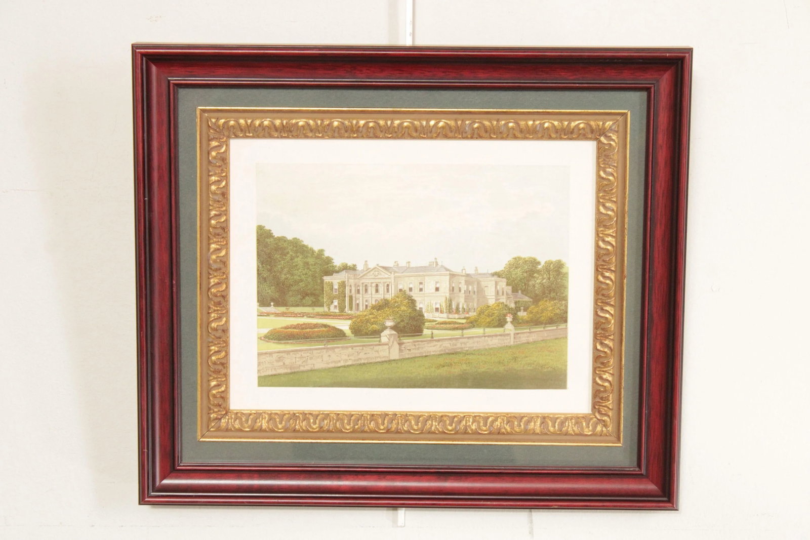 English Estate 'Studley Royal House' Illustration Print, Custom Framed - 2