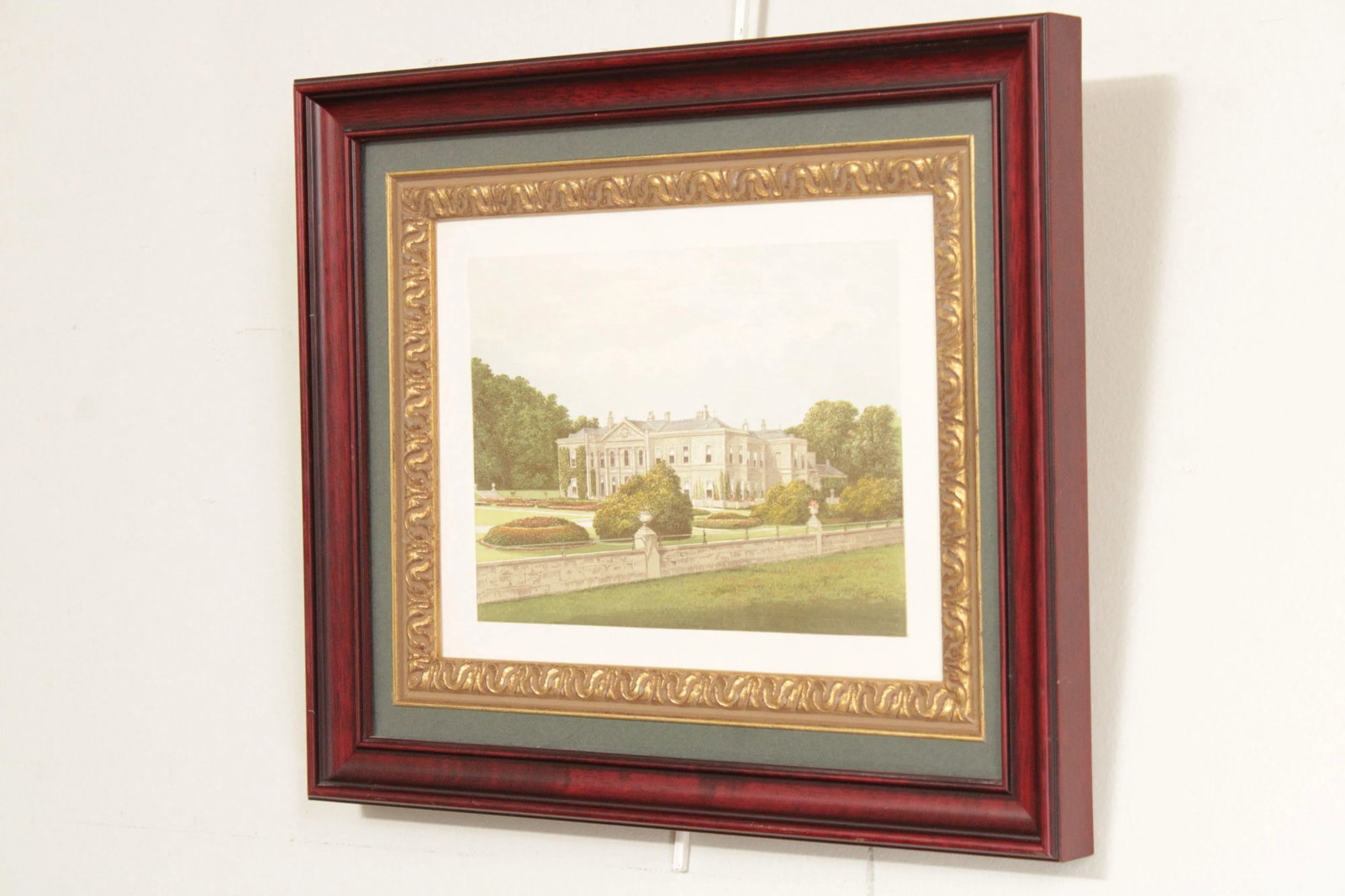 English Estate 'Studley Royal House' Illustration Print, Custom Framed - 3