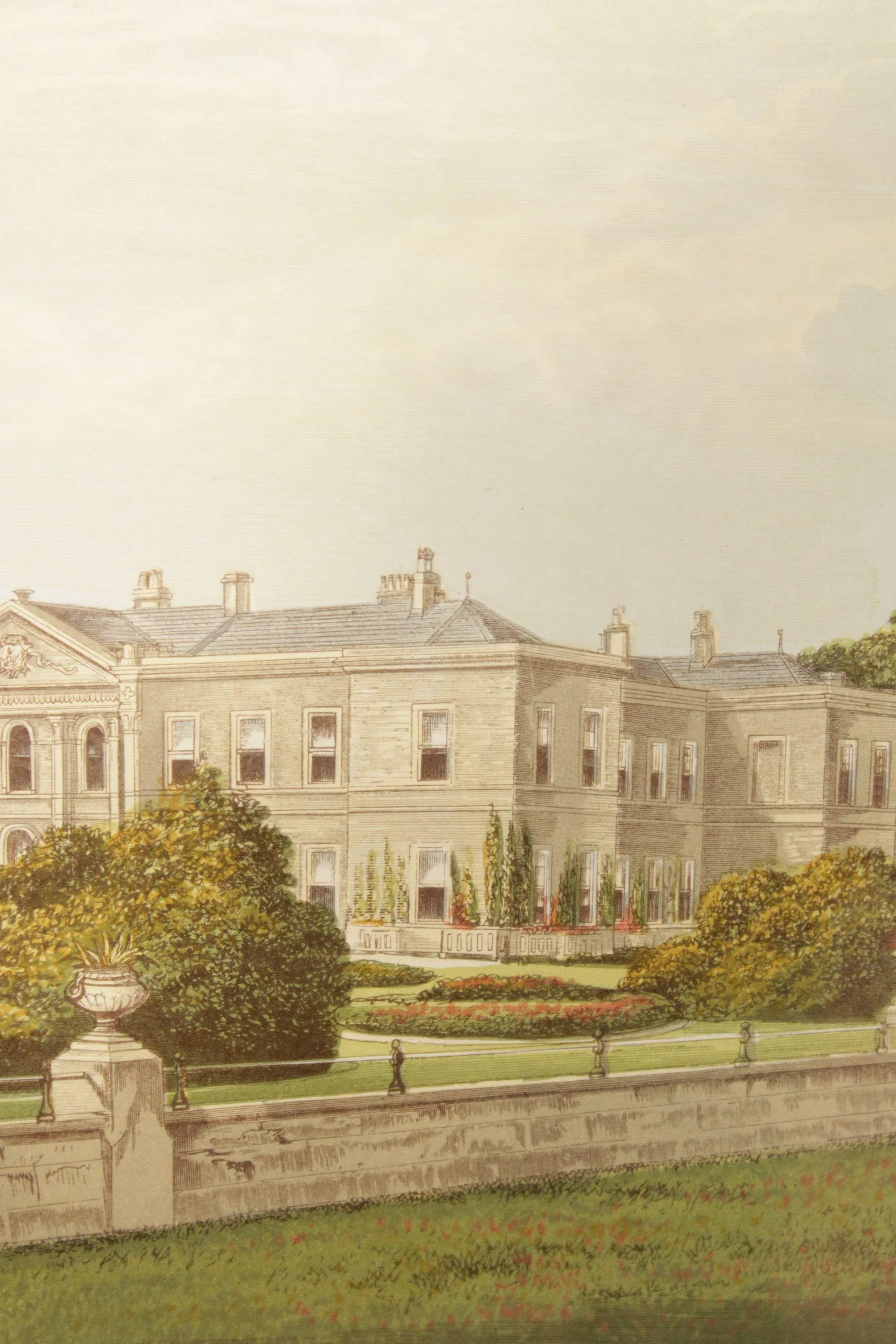 English Estate 'Studley Royal House' Illustration Print, Custom Framed - 8