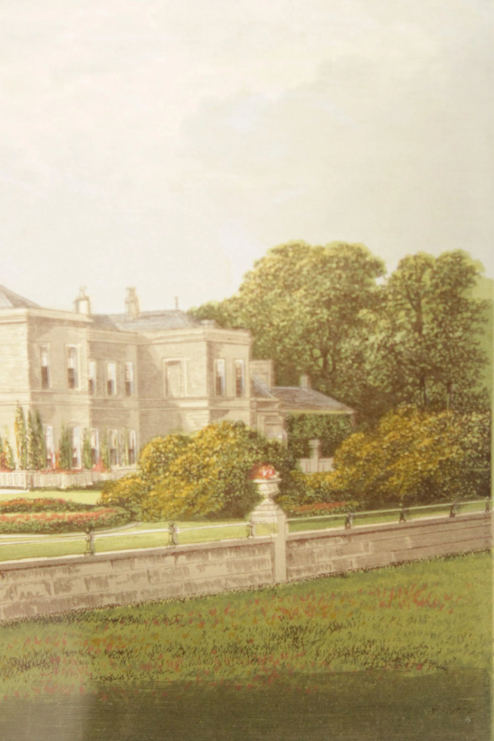 English Estate 'Studley Royal House' Illustration Print, Custom Framed - 9