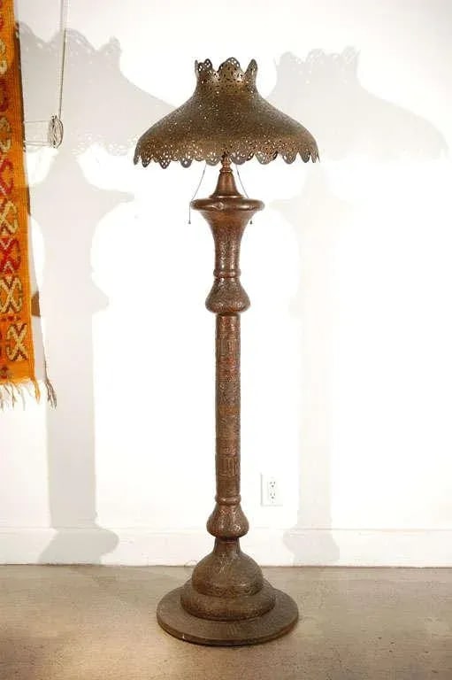 Middle Eastern Moorish Brass Pierced Floor Lamp - 8