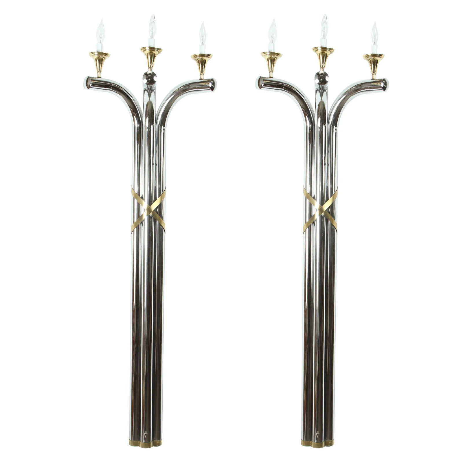 Large Oversized Modernist Art Deco Style 5 Feet Wall Sconces - a Pair - 11