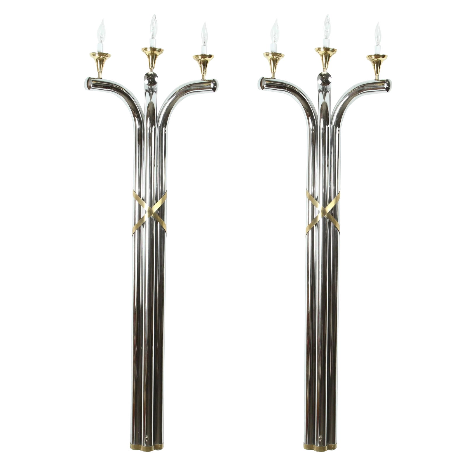 Large Oversized Modernist Art Deco Style 5 Feet Wall Sconces - a Pair - 2
