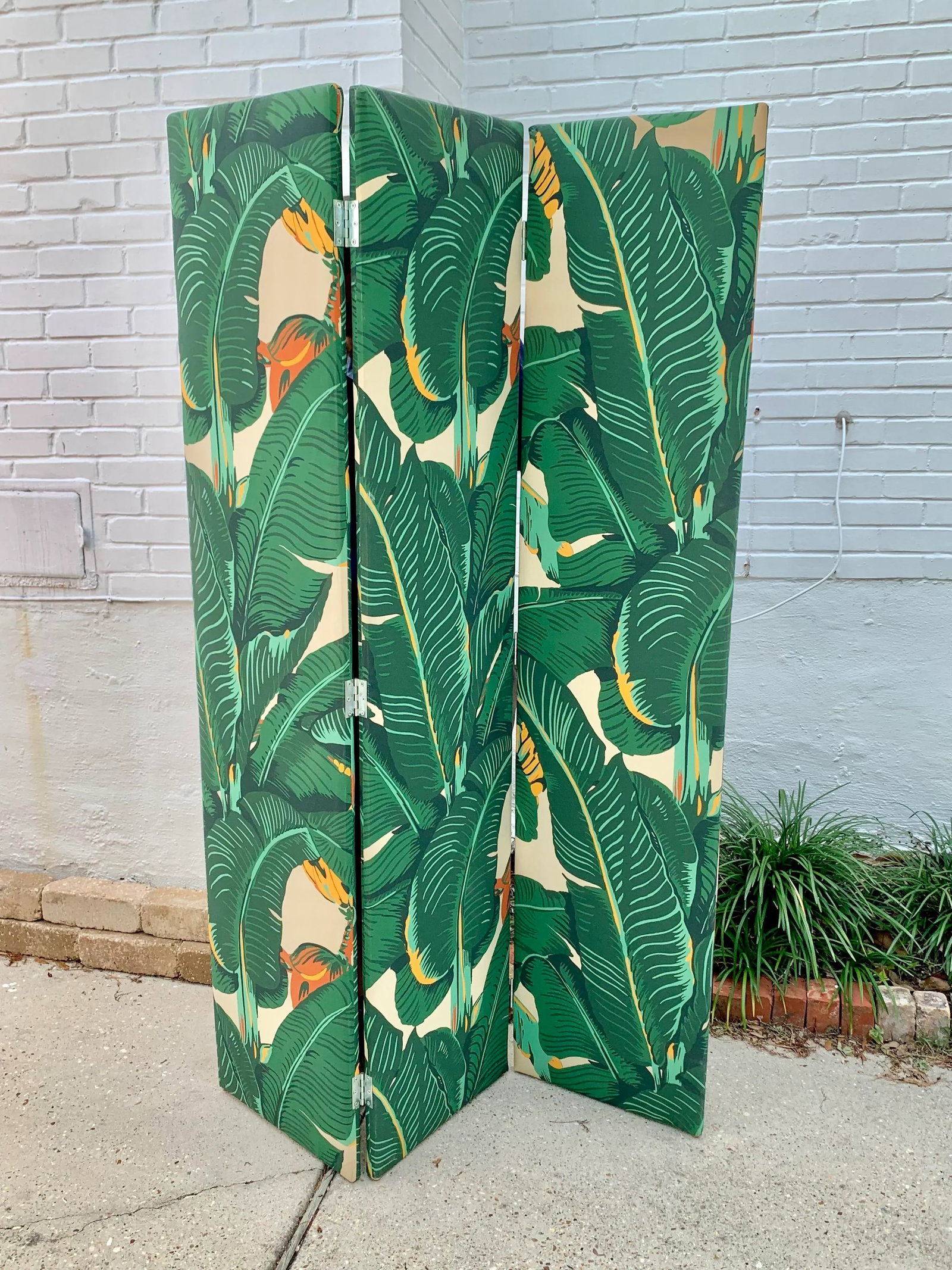 Vintage Palm Beach Regency Padded Fabric Screen - 2