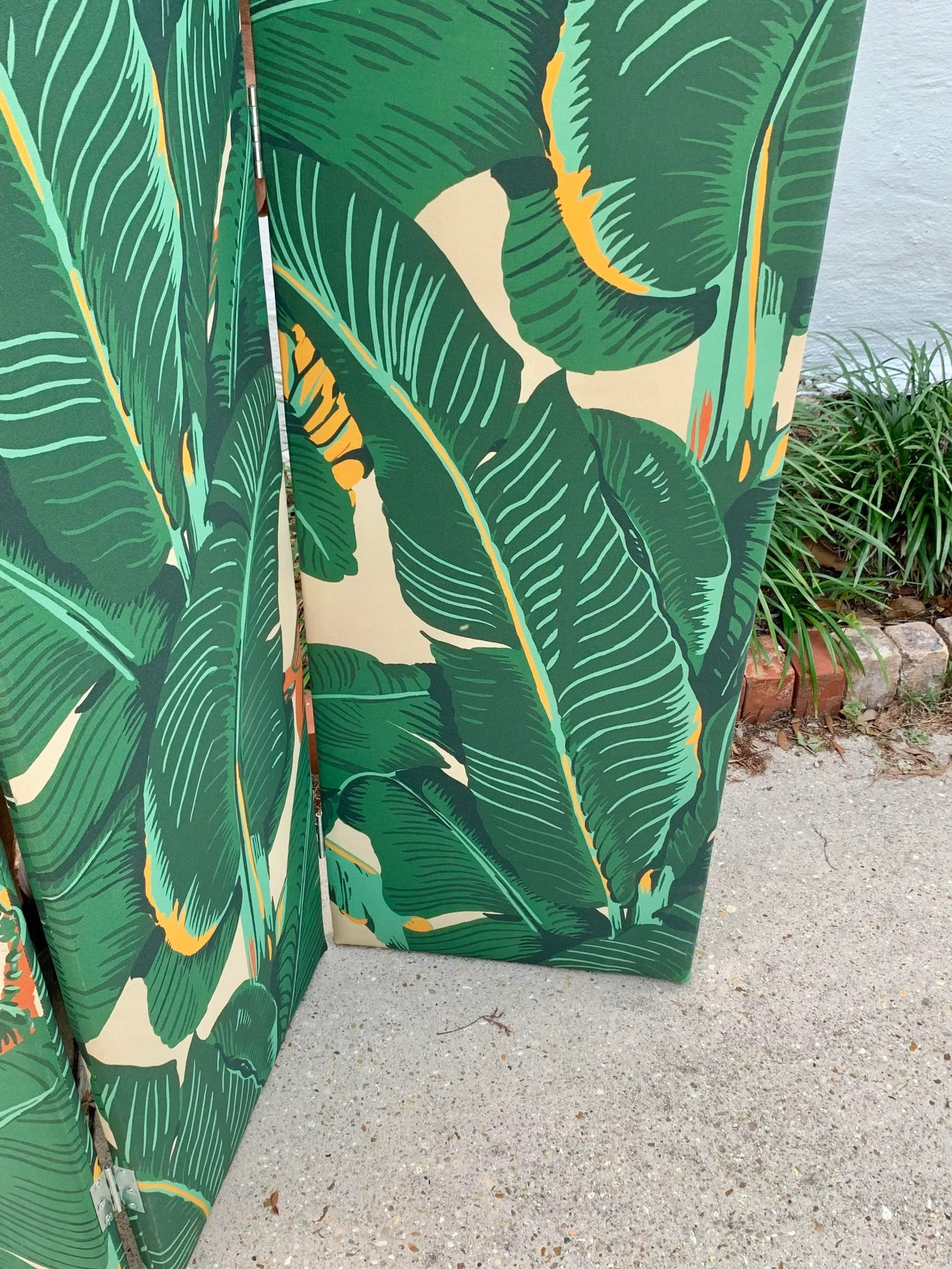 Vintage Palm Beach Regency Padded Fabric Screen - 4