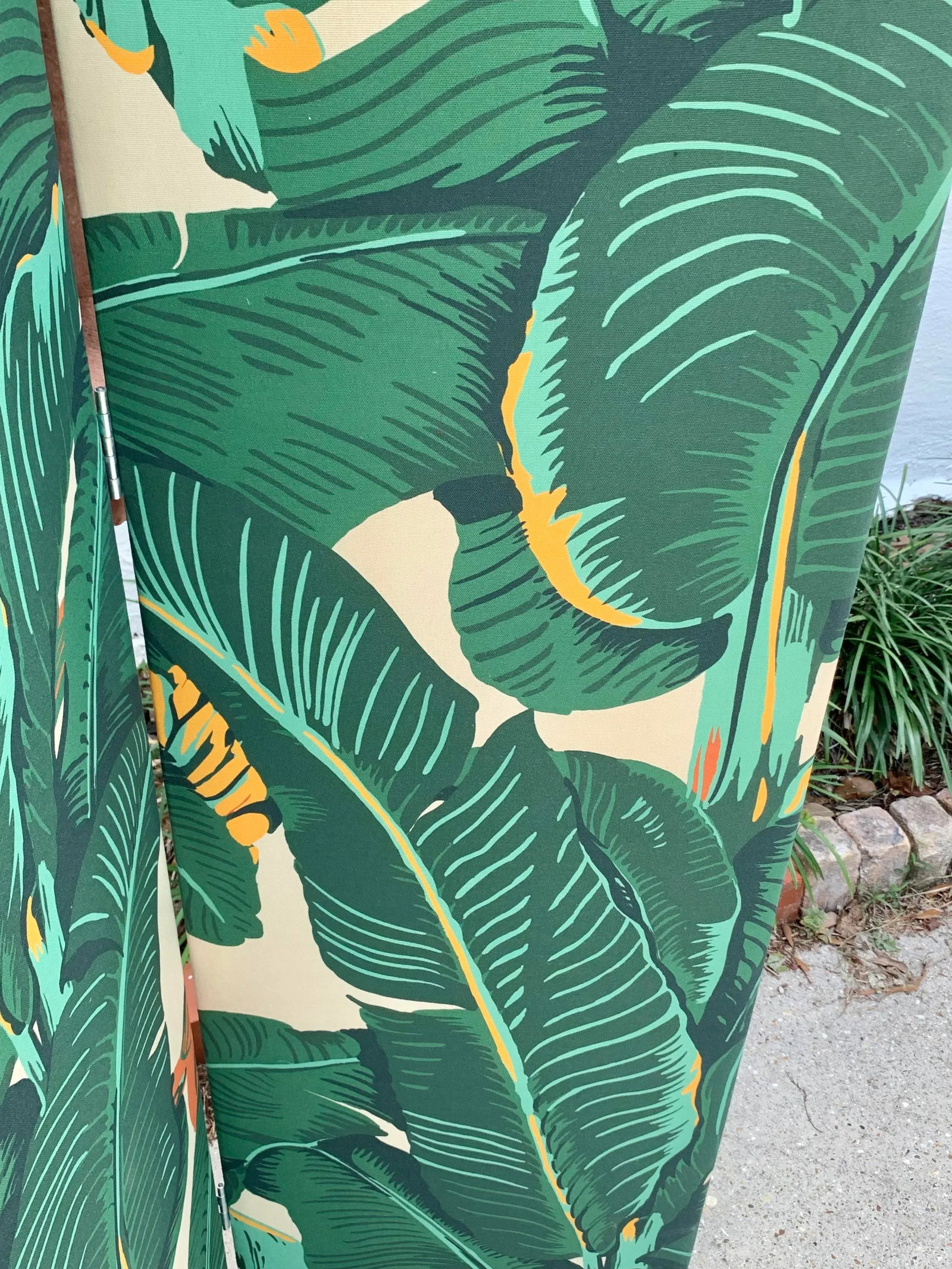 Vintage Palm Beach Regency Padded Fabric Screen - 5