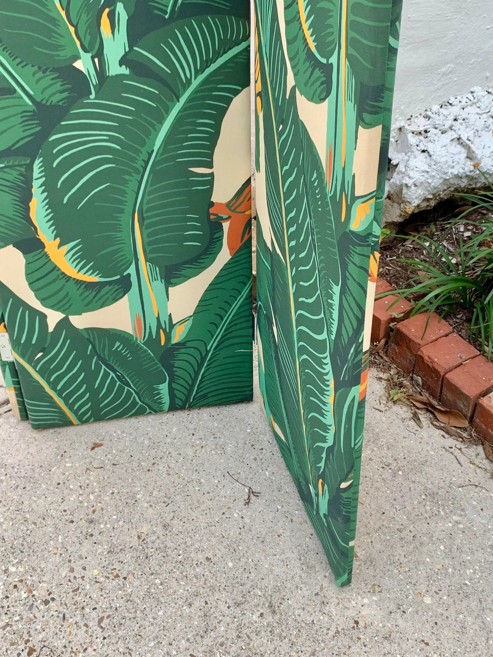 Vintage Palm Beach Regency Padded Fabric Screen - 7