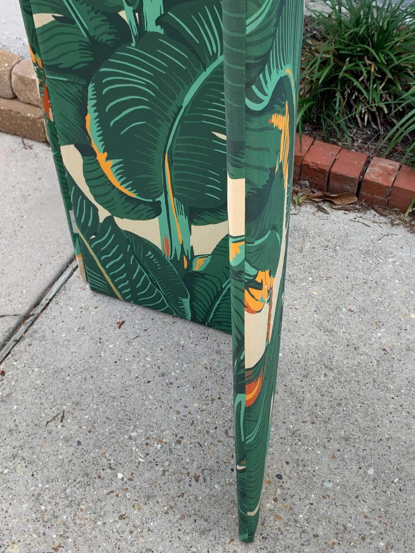 Vintage Palm Beach Regency Padded Fabric Screen - 9