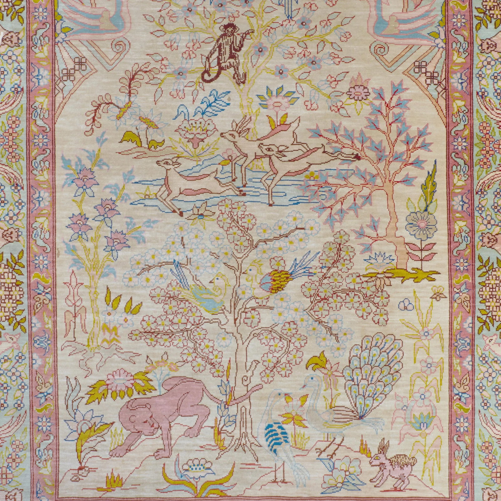 Vintage Mid-Century Hereke Silk Pictorial Rug - 2'8'' * 4'7'' - 2