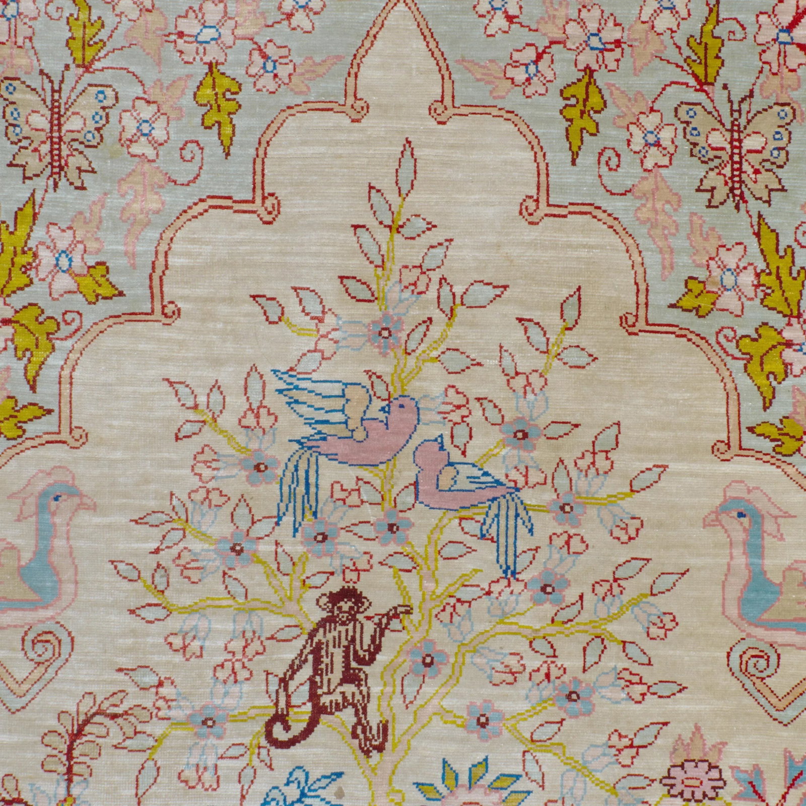 Vintage Mid-Century Hereke Silk Pictorial Rug - 2'8'' * 4'7'' - 8