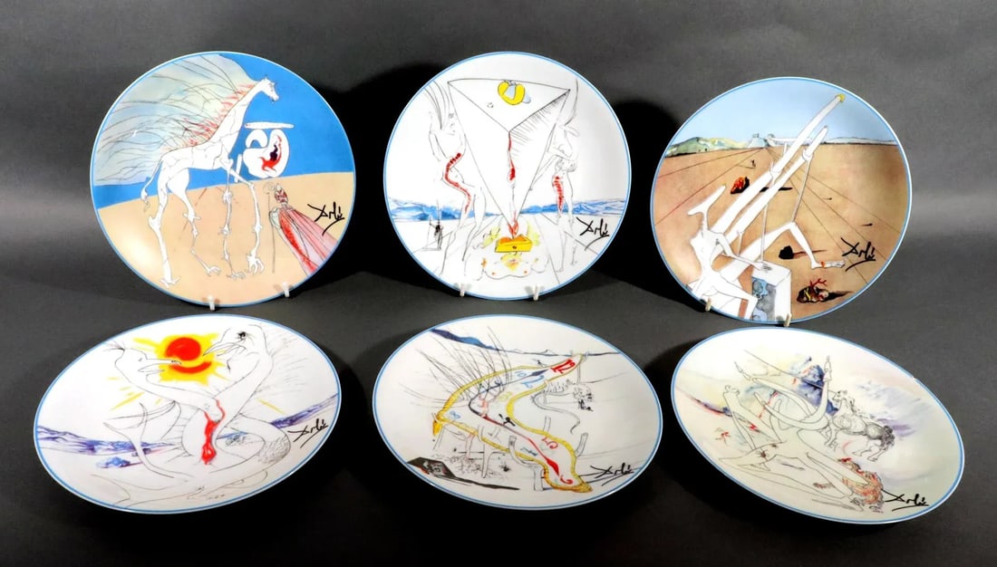 Salvador Dali Limoges Porcelain Plates, La Conquete Du Cosmos, Set of 6, 1970s - 14