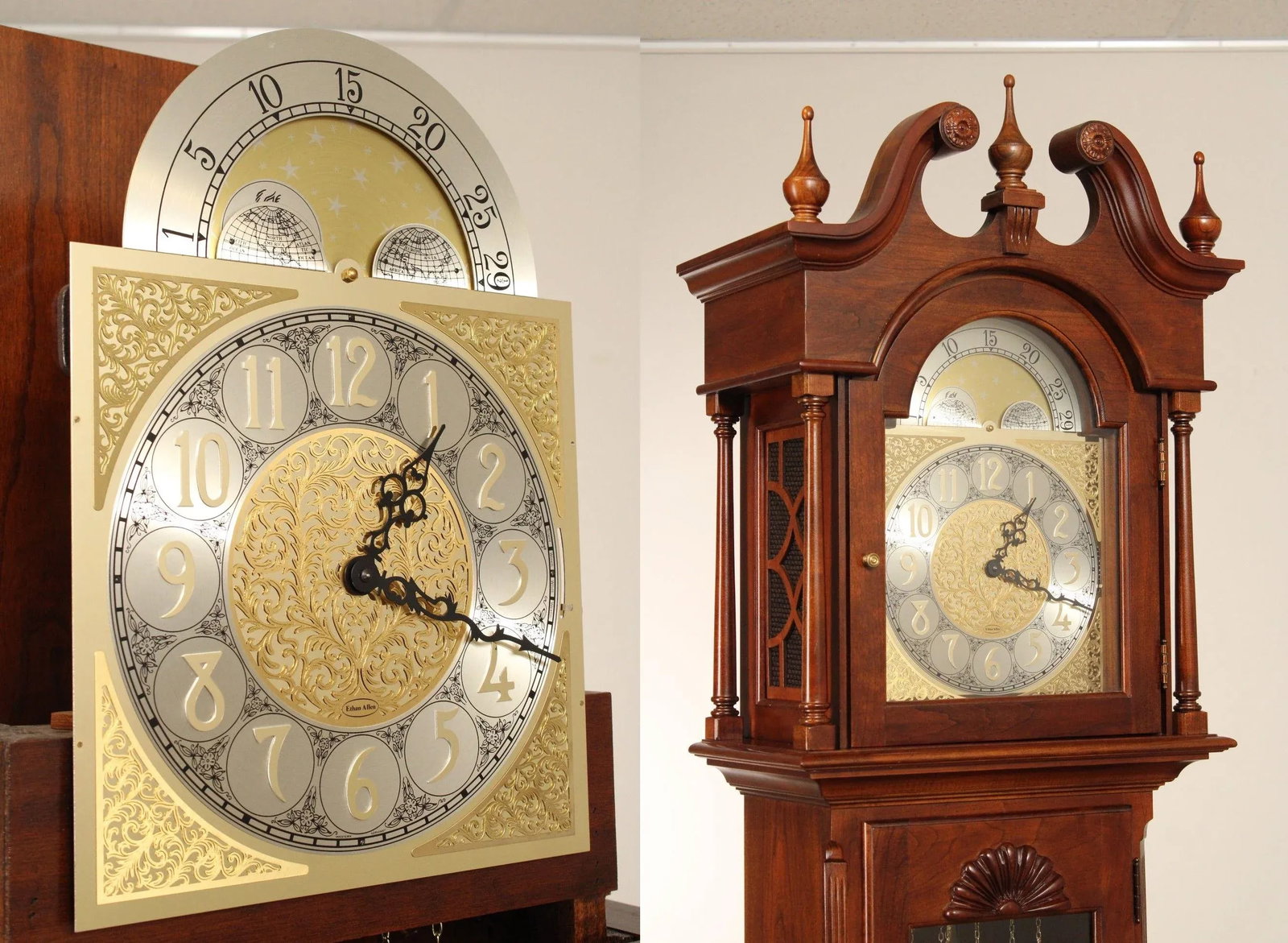 Ethan Allen Chippendale Style Cherry Grandfather Clock - 5