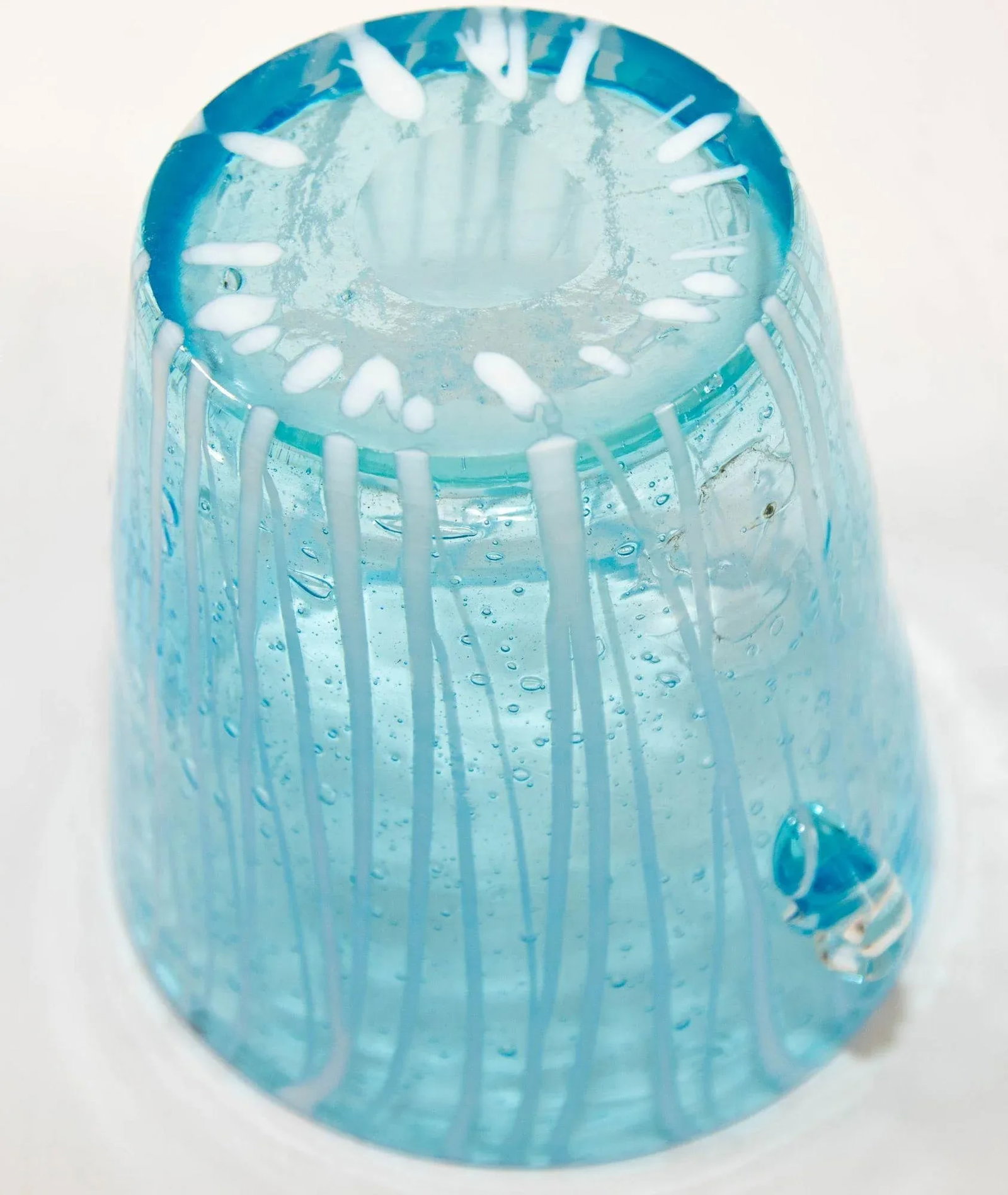 1970s Vintage Italian Murano Venini Venetian Art Glass Ice Bucket Blue and White - 10