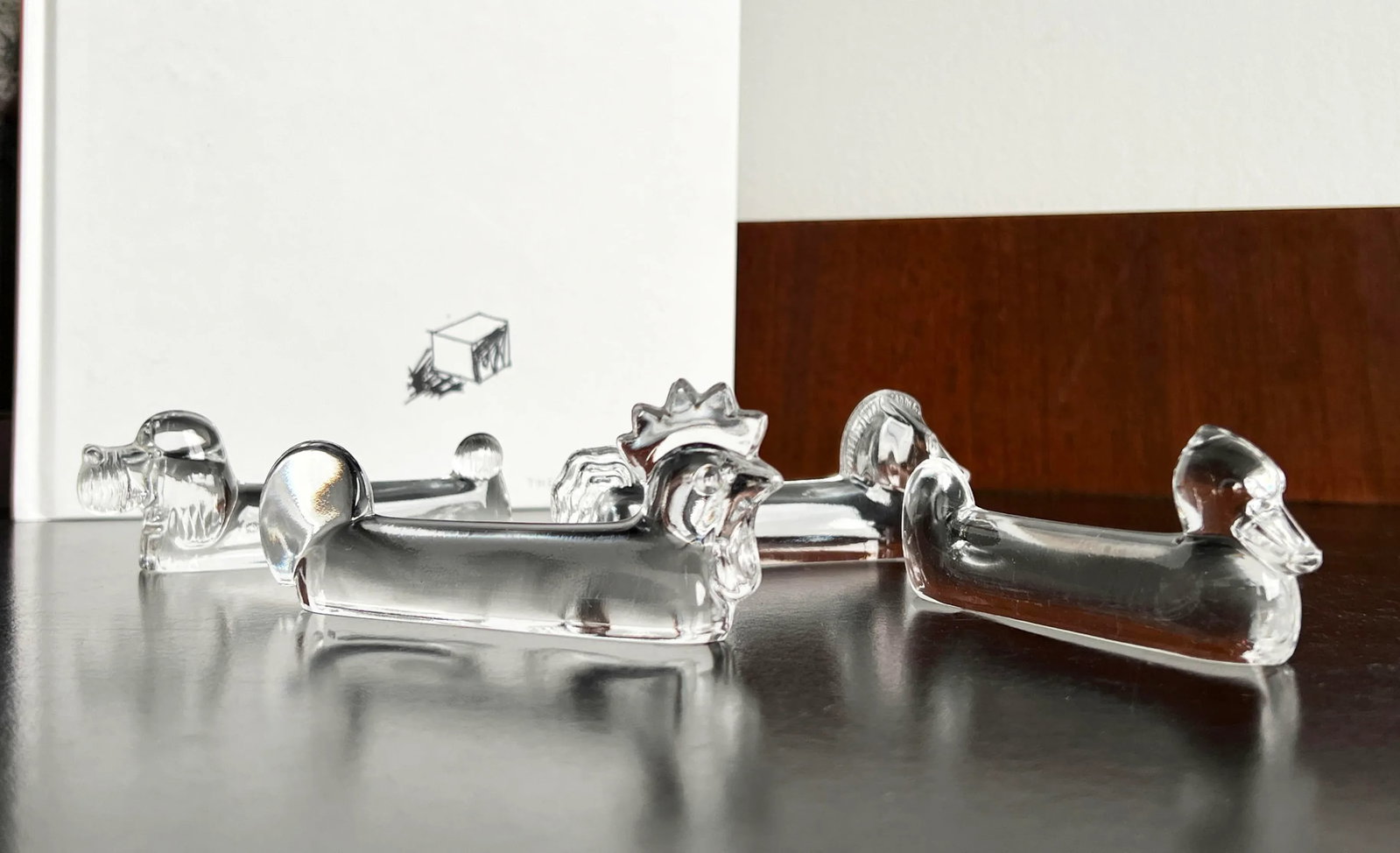 Vintage French Crystal Glass Figural Animal Knife Rests - Set of 4 - 10