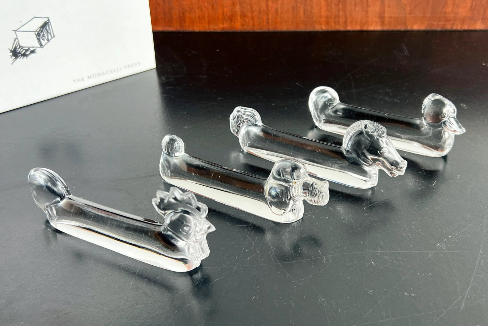 Vintage French Crystal Glass Figural Animal Knife Rests - Set of 4 - 2