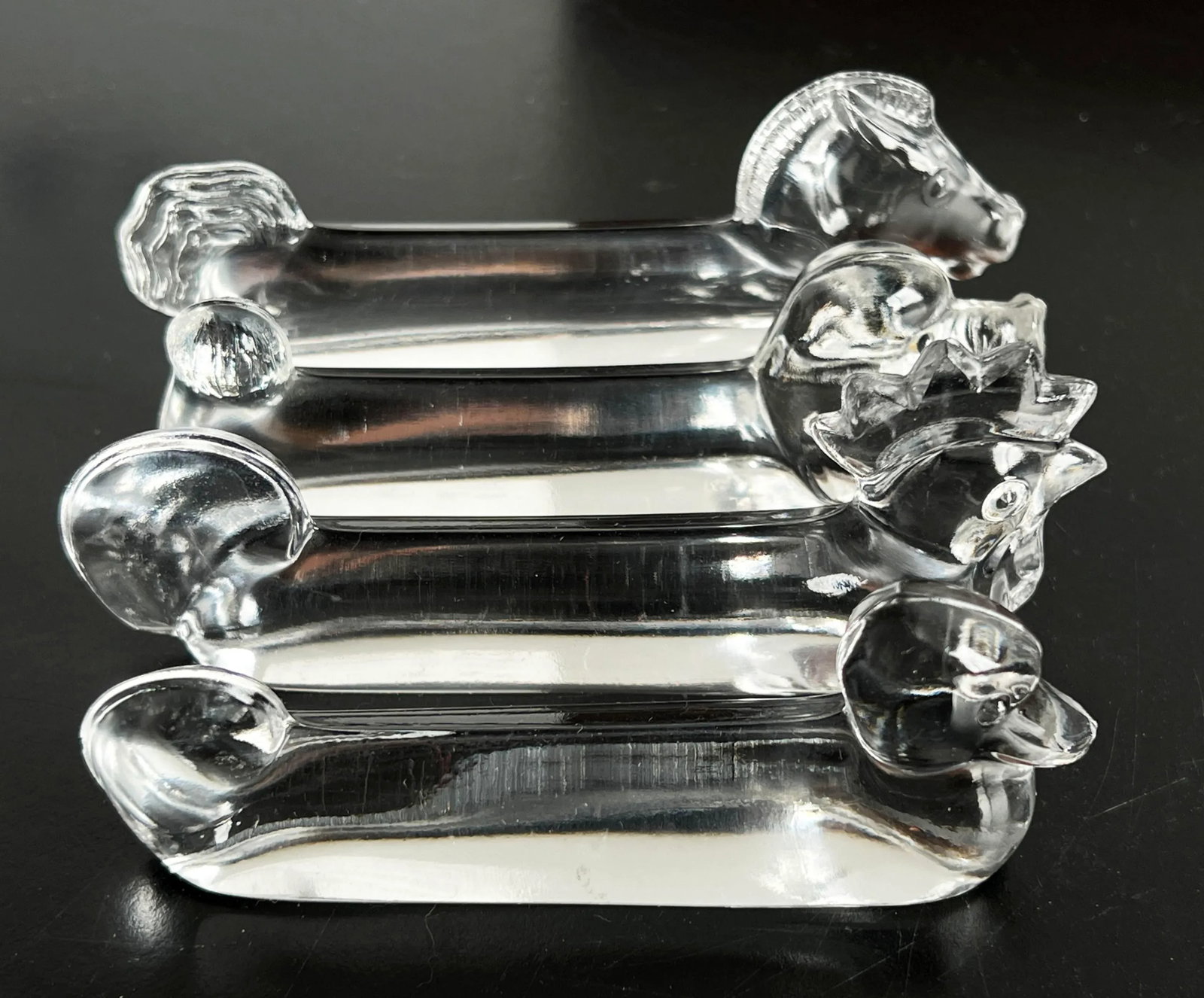 Vintage French Crystal Glass Figural Animal Knife Rests - Set of 4 - 6