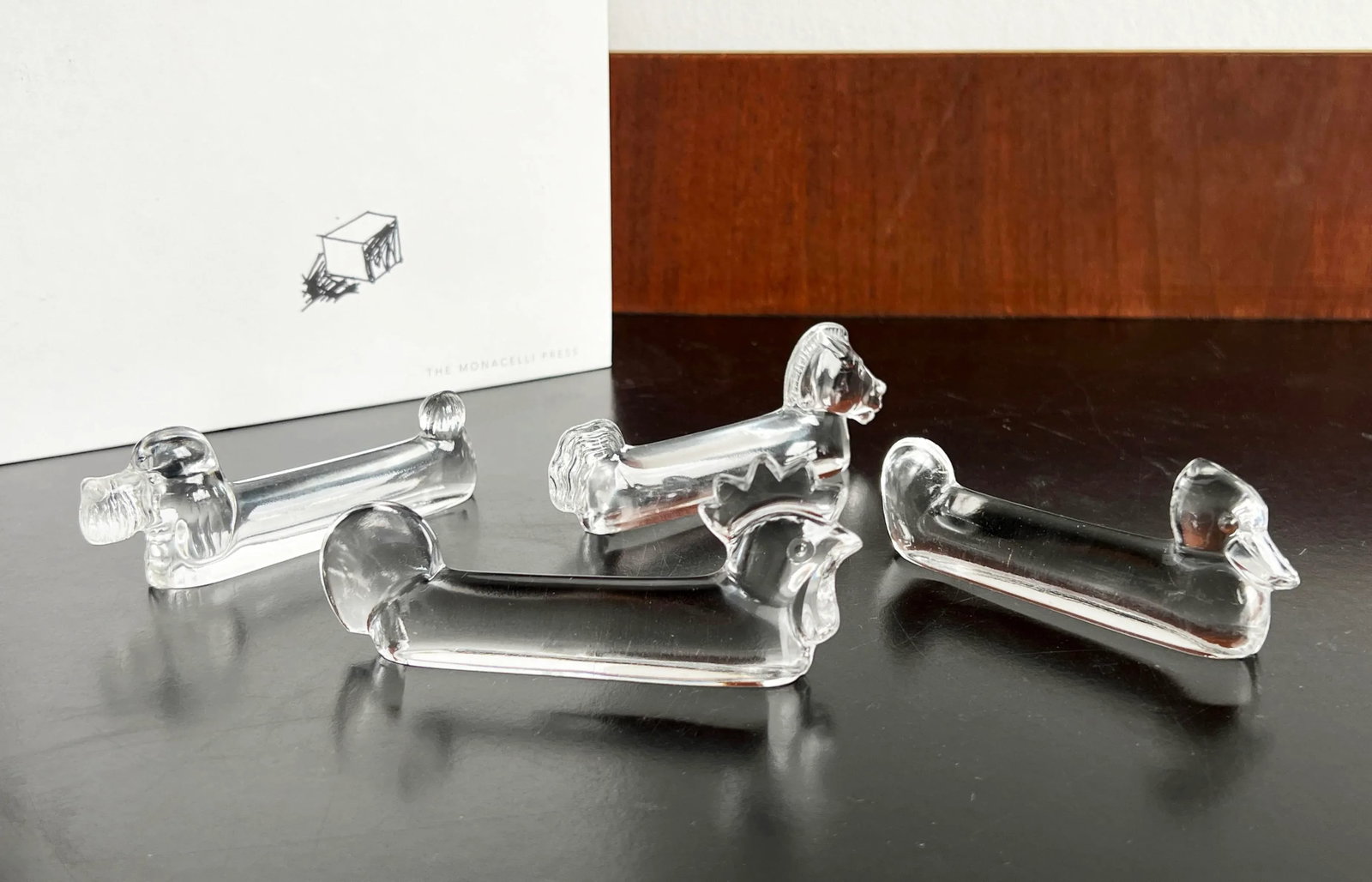 Vintage French Crystal Glass Figural Animal Knife Rests - Set of 4 - 8