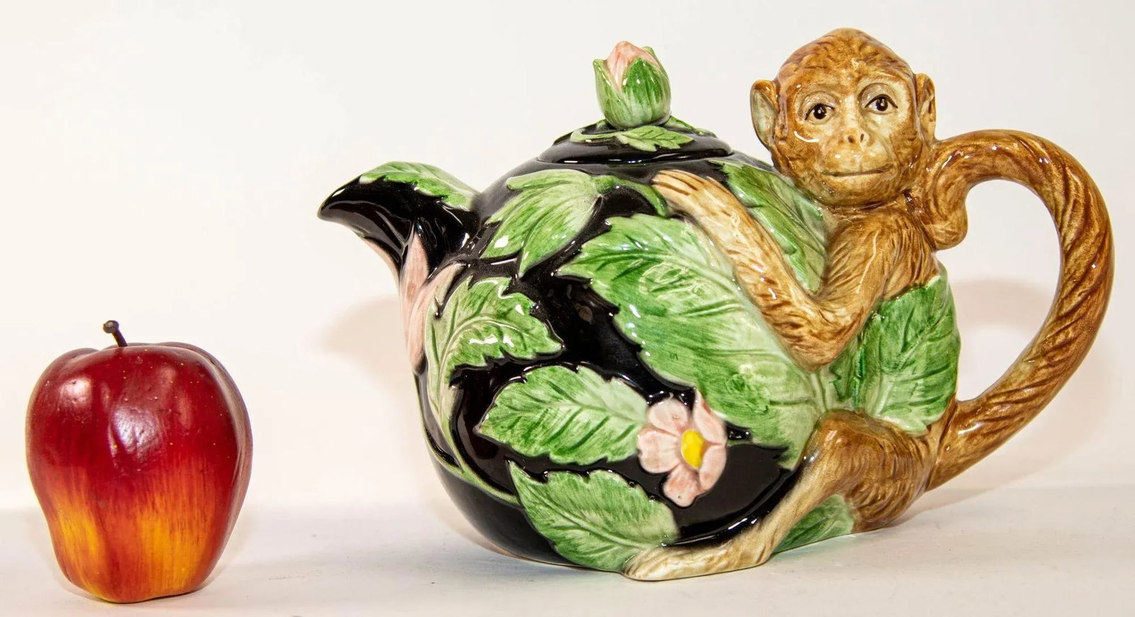 1980s Vintage Fitz and Floyd Rain Forest Majolica Monkey Ceramic Teapot - 12