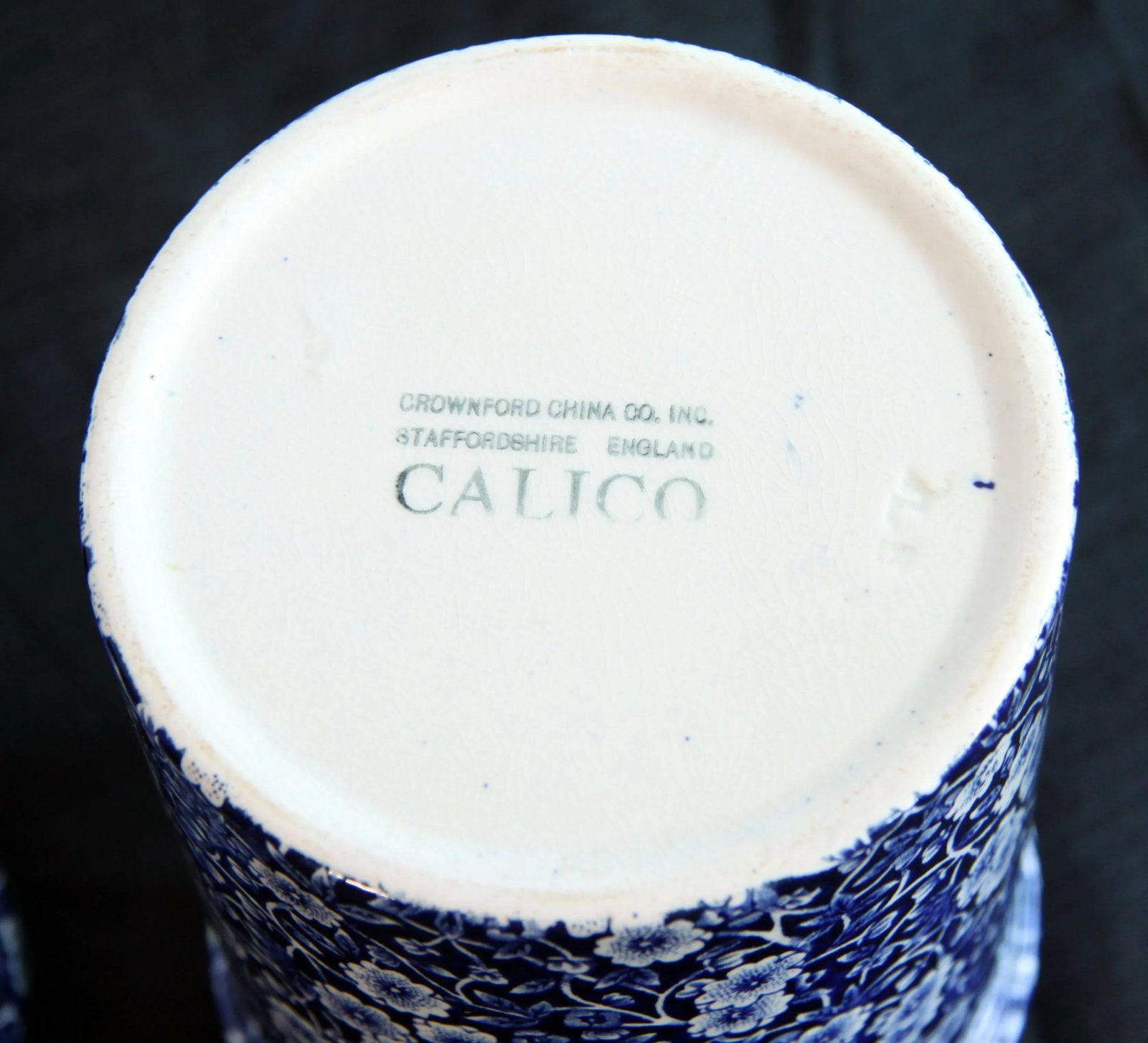 Vintage Staffordshire Calico Blue & White Chintz Ceramic Ironstone Lidded Jar - 6