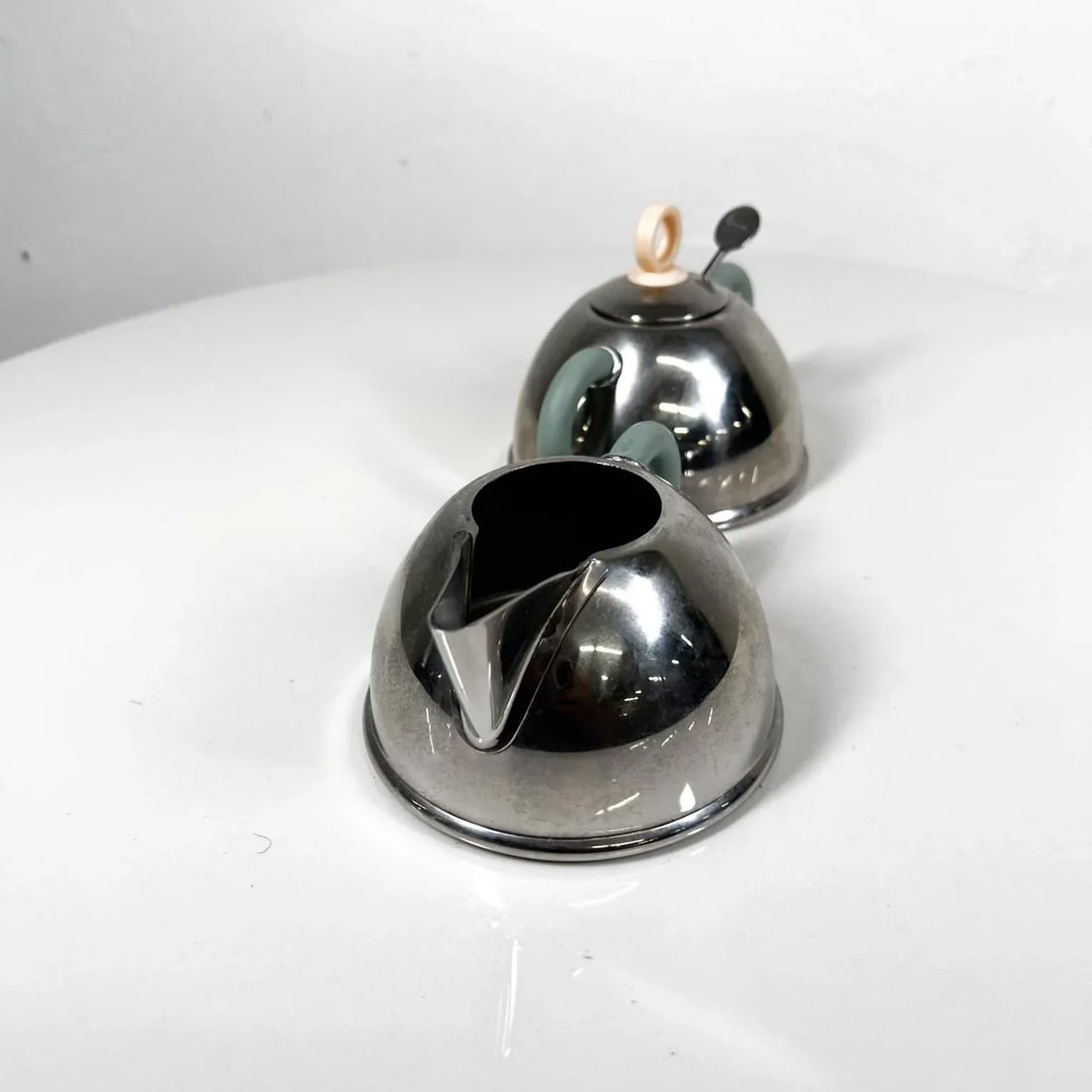 1985 Iconic Alessi Sugar Bowl + Creamer Designed by Michael Graves - 2