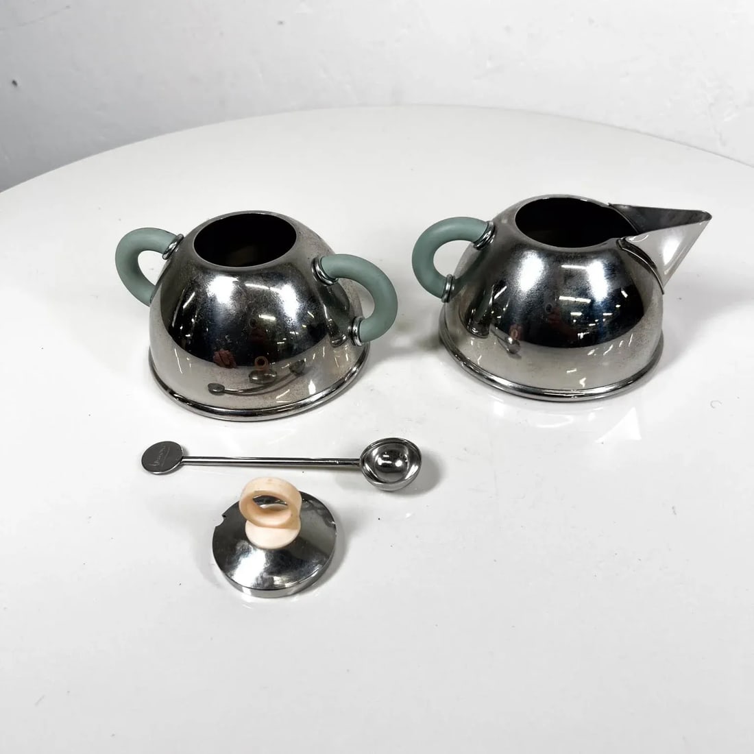 1985 Iconic Alessi Sugar Bowl + Creamer Designed by Michael Graves - 6