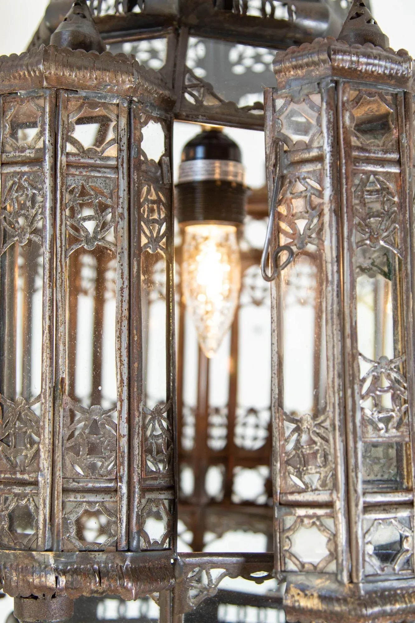 Vintage Moroccan Lantern Mamounia Clear Glass Hand-Crafted Ceiling Light Fixture - 11