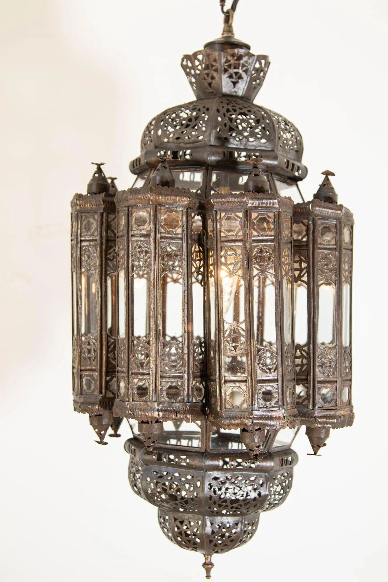 Vintage Moroccan Lantern Mamounia Clear Glass Hand-Crafted Ceiling Light Fixture - 3
