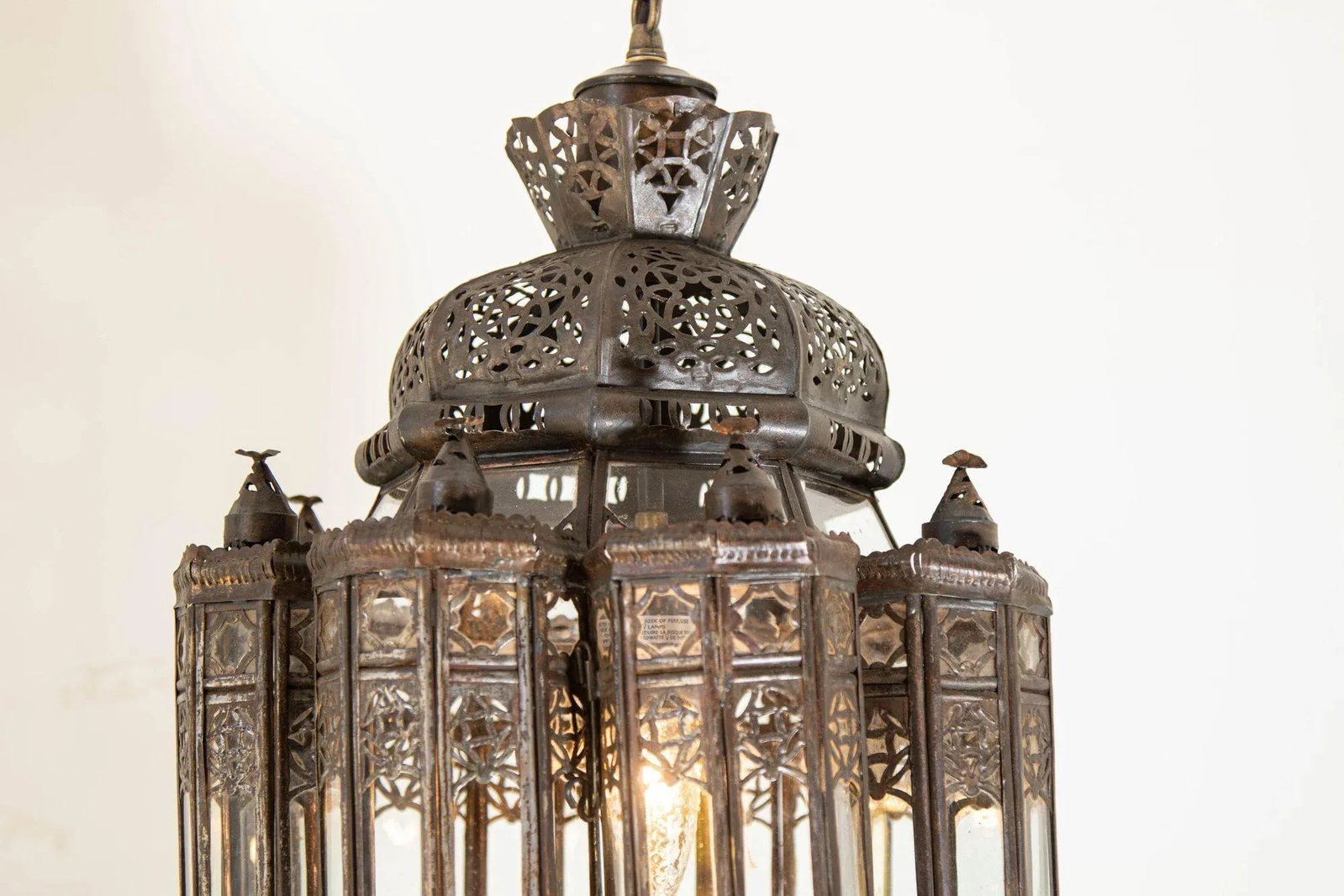 Vintage Moroccan Lantern Mamounia Clear Glass Hand-Crafted Ceiling Light Fixture - 4