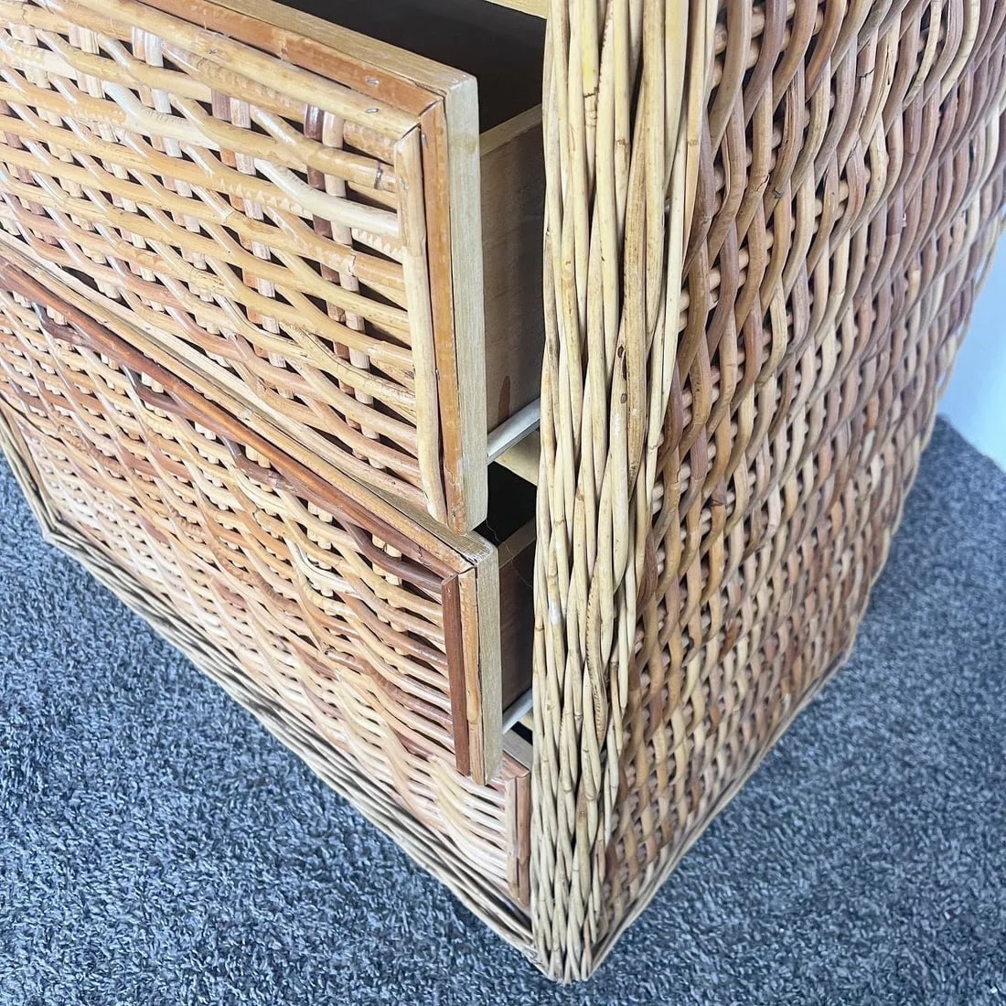 Boho Chic Wicker Waterfall Highboy Dresser - 10