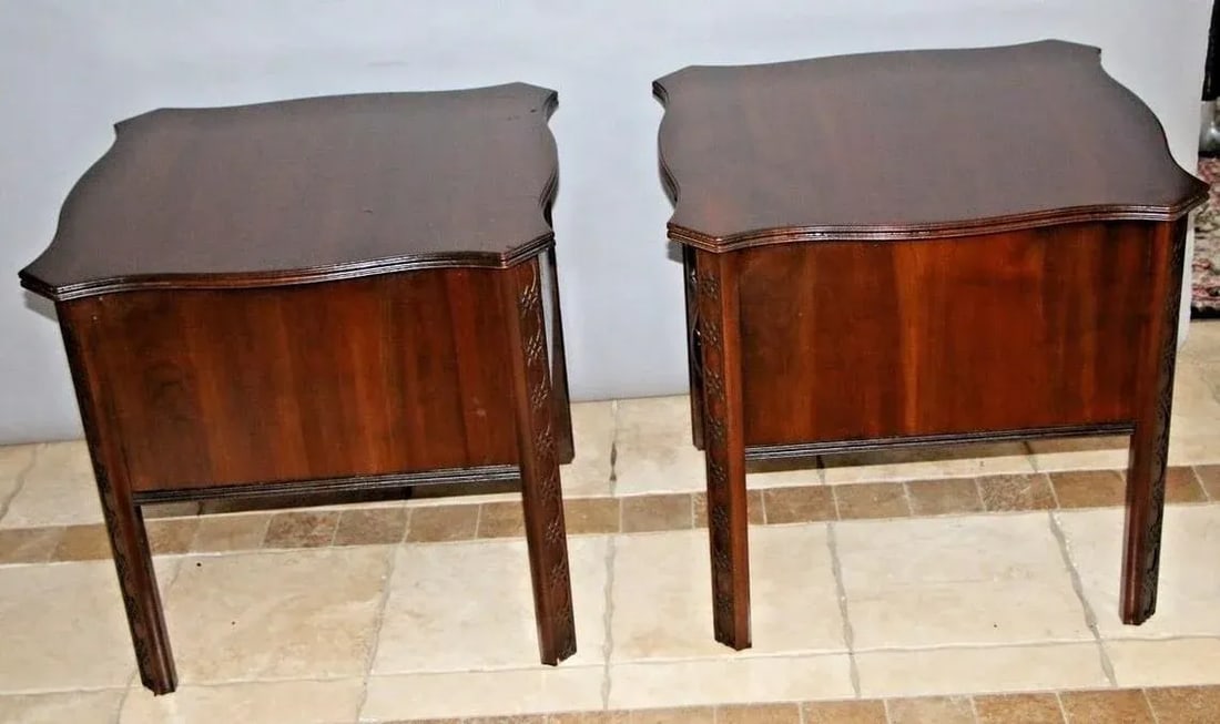 1980s Ethan Allen Nightstands End Tables Cabinets Sliding Pocket Doors - a Pair - 3